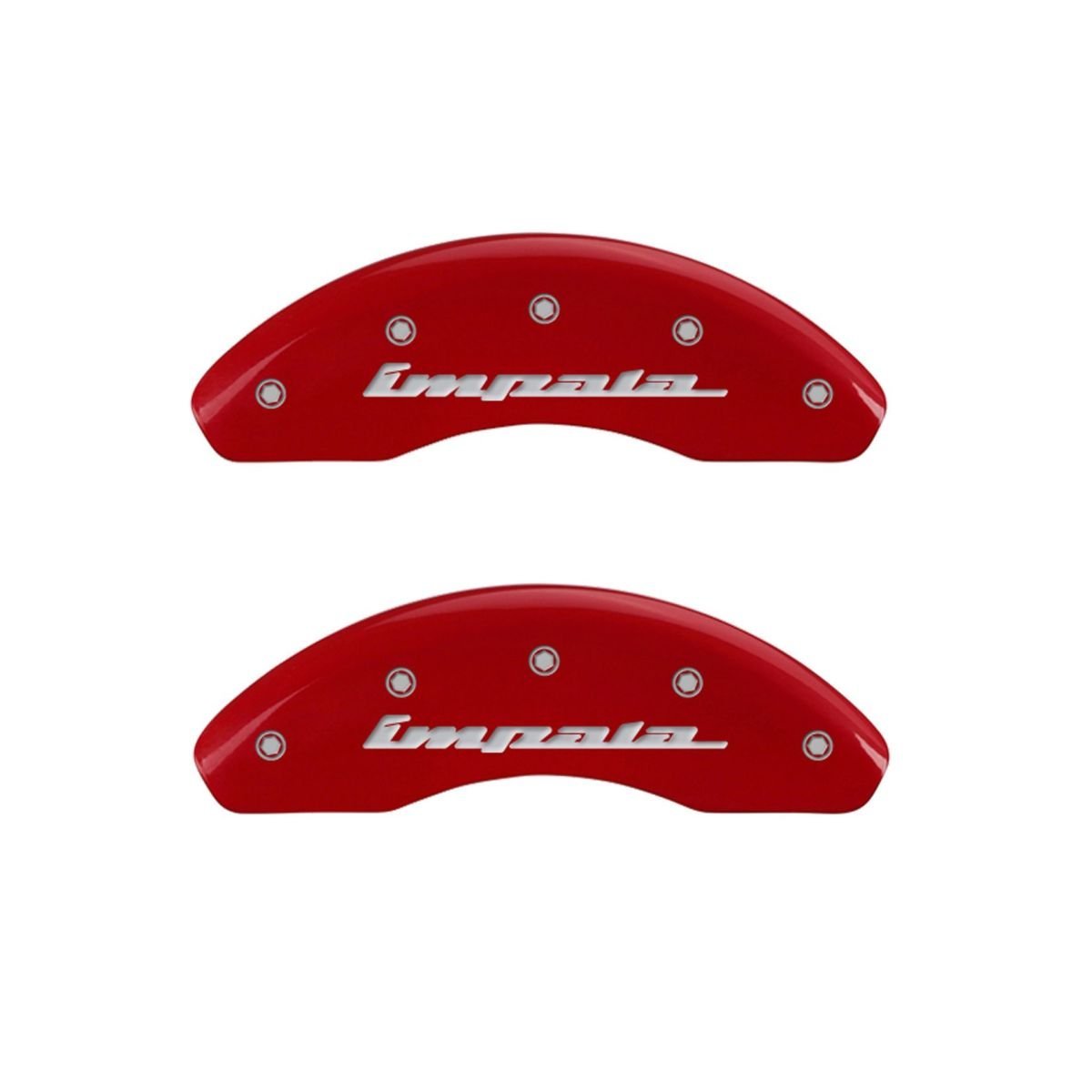 MGP Caliper Covers 14050SIMPRD - Red Brake Caliper Covers for Chevy Impala (Set of 4) | Front & Rear Engraved Design | Enhances Vehicle Appearance & Protects Brake Components