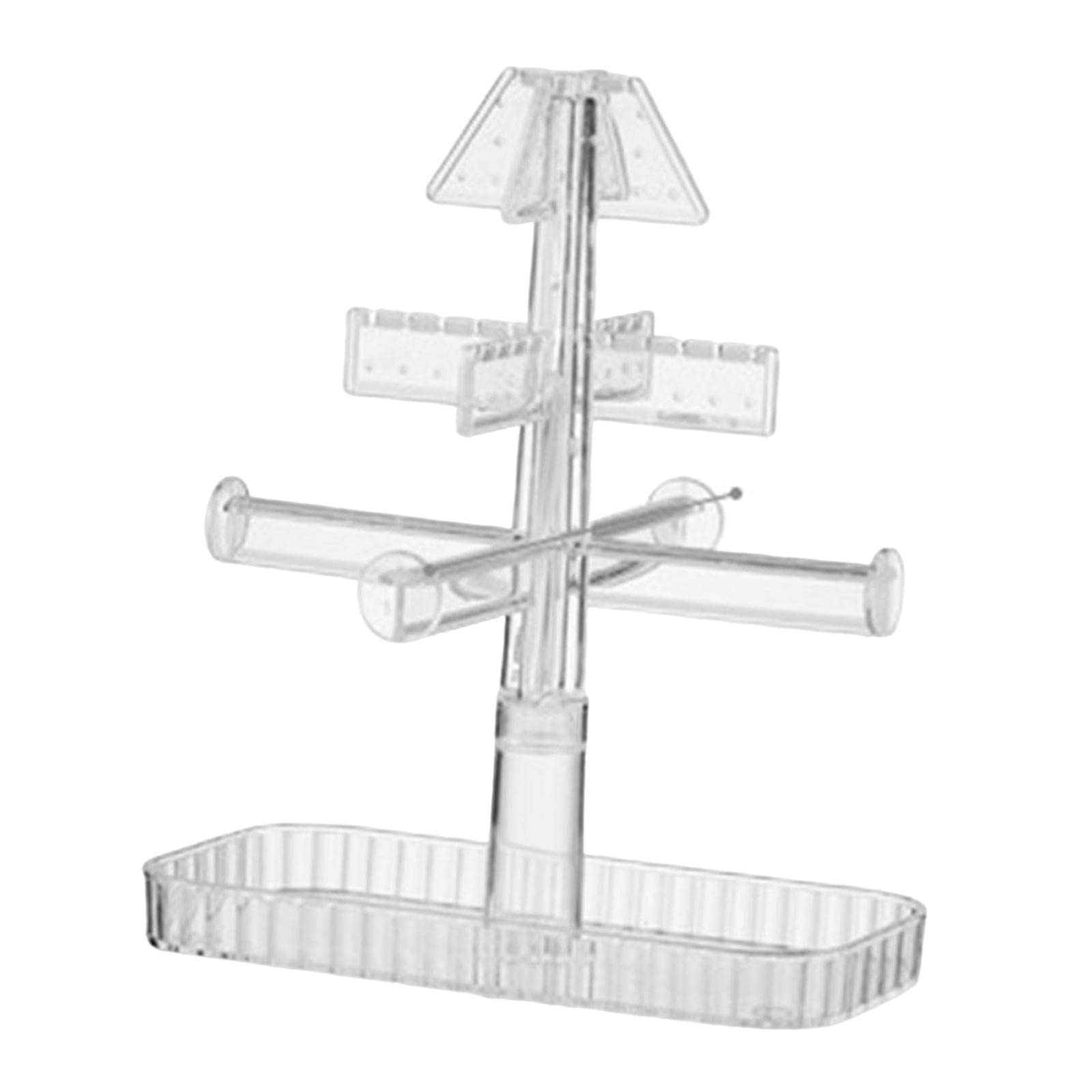 SM SunniMix Jewelry Organizer Stand with Tray & Necklace Holder - Elegant Vanity Countertop Display for Rings, Earrings & Bracelets | Perfect for Bedroom, Bathroom & Travel Storage