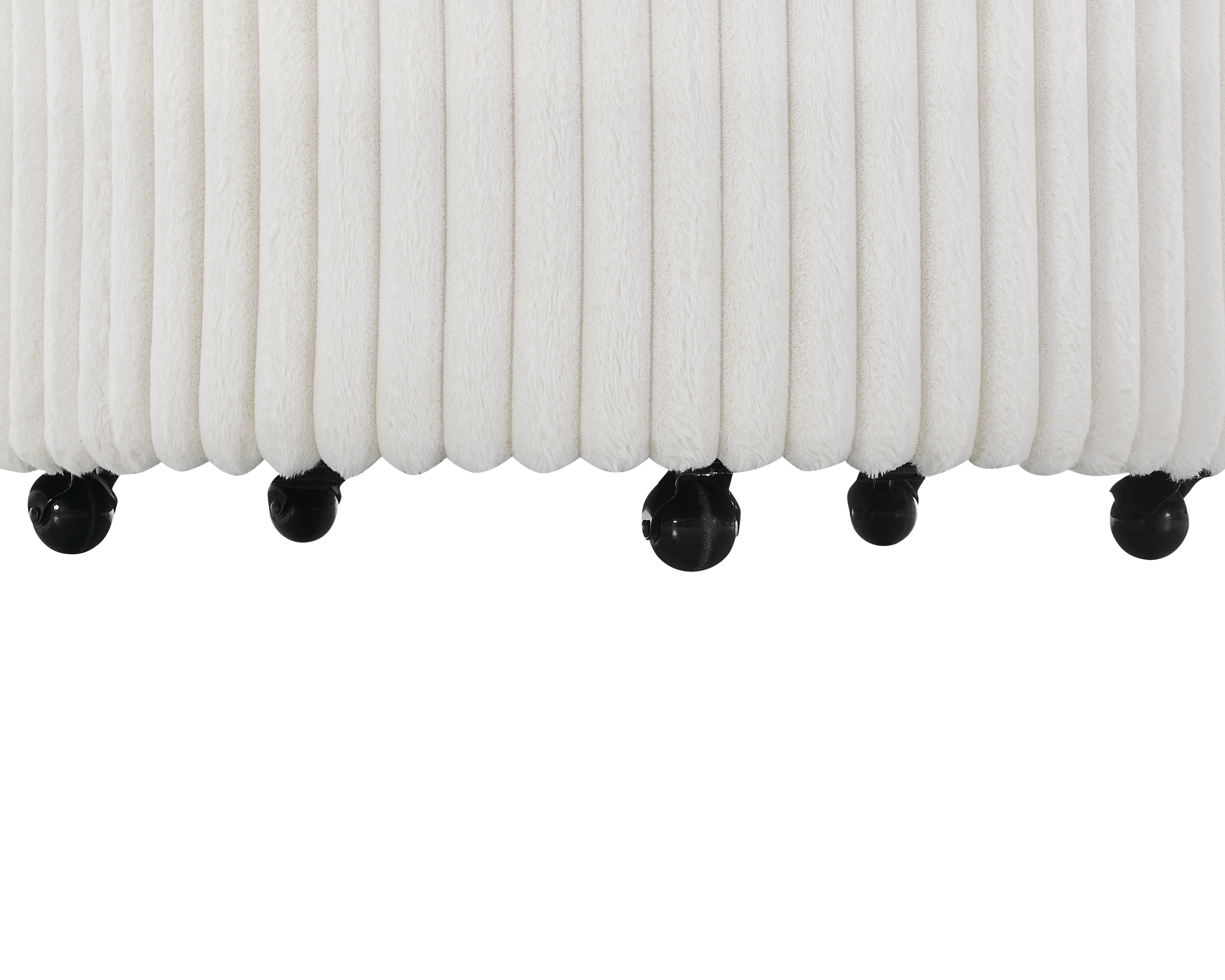 Roundhill Furniture Malna Plush Wide Wale Corduroy Upholstered Barrel Accent Chair with Wheels - Soft & Stylish Living Room Seating, Off White - Perfect for Home Office, Lounge & Reading Nook