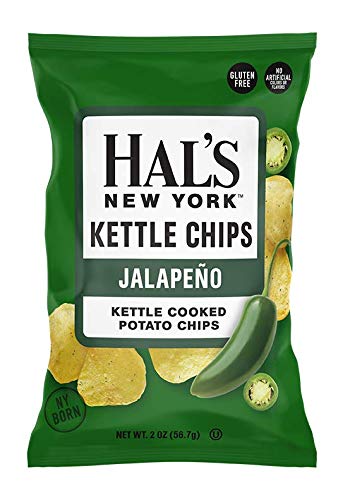 Hal's New York Kettle Cooked Potato Chips - Gluten Free, Spicy Flavor, 2oz Bags (Pack of 12) | Crunchy Snack for Parties, Picnics & Game Nights