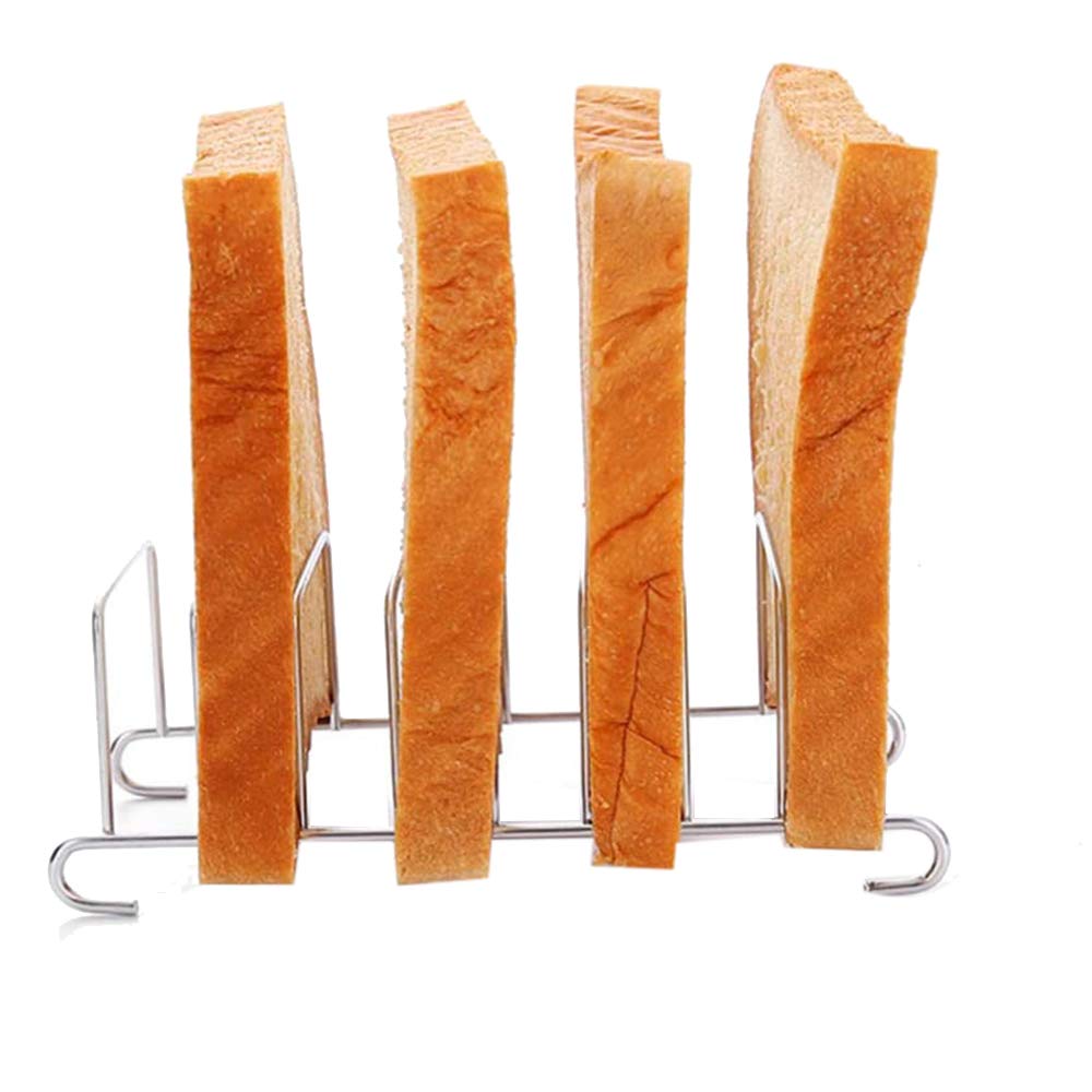Viudecce 2-Piece Toast Bread Holder with 8 Slicing Holes - Stainless Steel Bread Cooling Rack & Organizer for Kitchen Countertop - Perfect for Toasting, Serving, and Storing Bread Slices