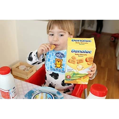 Danalac Banana Baby Biscuits for Toddlers 6+ Months - 120g Snack with Calcium, Iron & Vitamins - Healthy Teething Treat for Infants & On-the-Go Baby Food