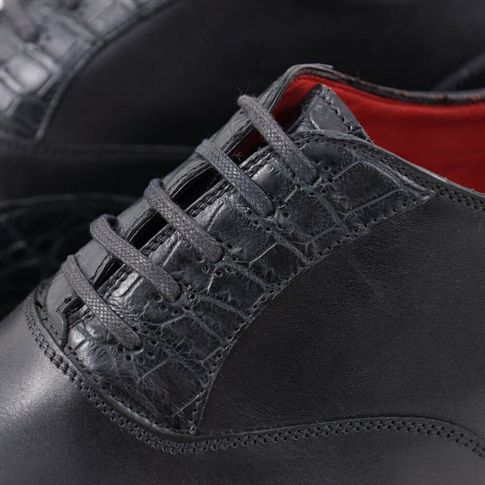 Luxury Stefano Ricci Men's Crocodile & Calf Leather Oxford Dress Shoes - Perfect for Business Meetings, Weddings & Formal Events