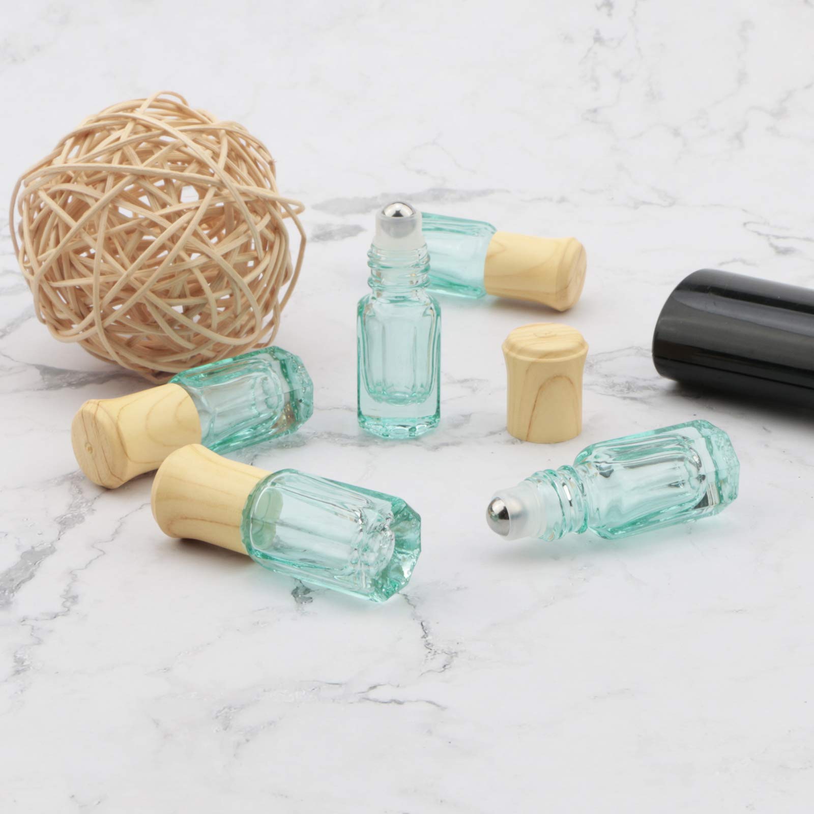 10Pcs 3ml Light Blue Glass Roller Bottles - Essential Oil Roll On Bottles, Perfume & Cosmetic Containers with Funnel Opener - Perfect for DIY Aromatherapy, Travel Size & Sample Storage