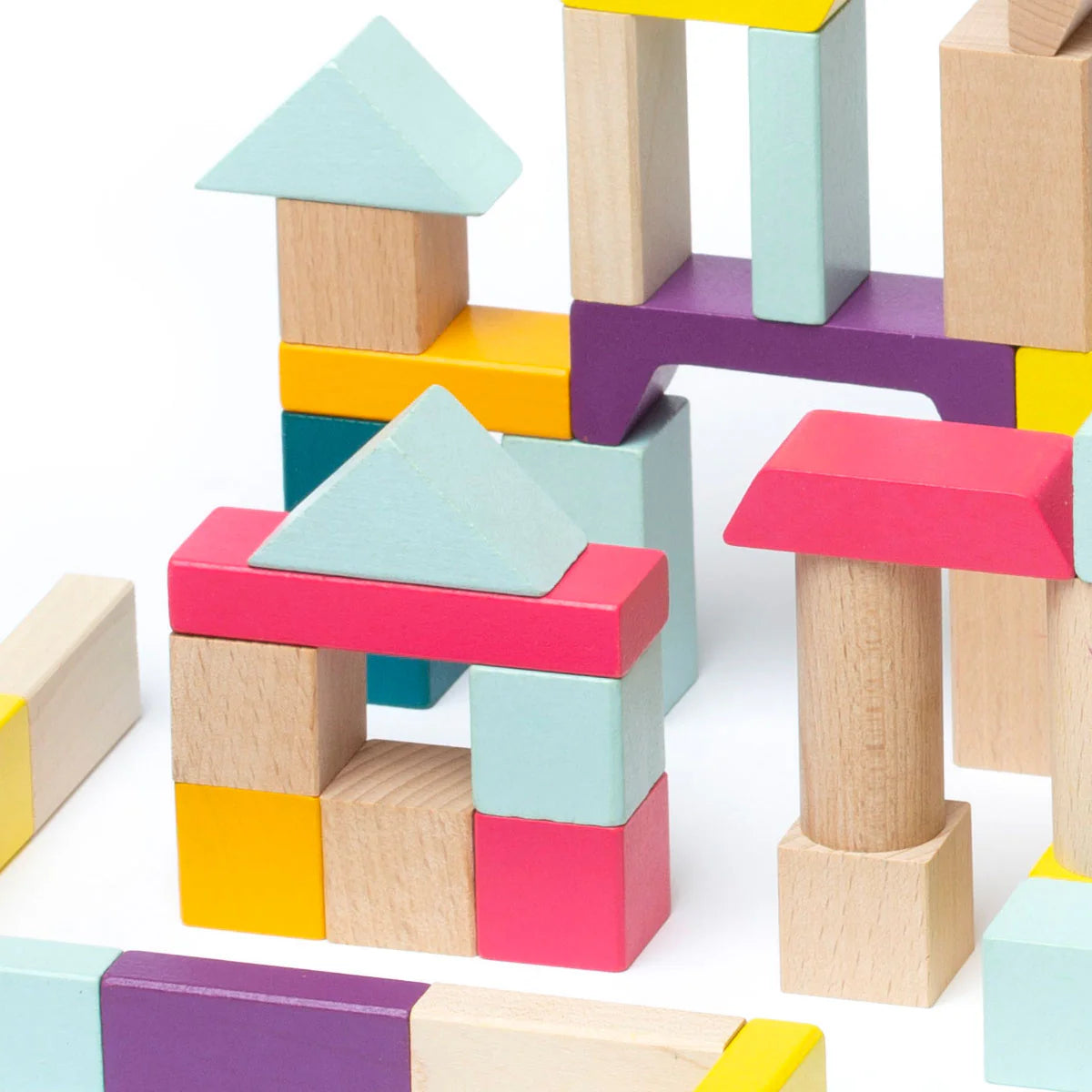 Cubika 100-Piece Wooden Building Blocks Construction Kit for Kids - STEM Educational Toy for Creative Play, Learning & Home Schooling - Perfect for Preschool, Kindergarten & Toddler Activities