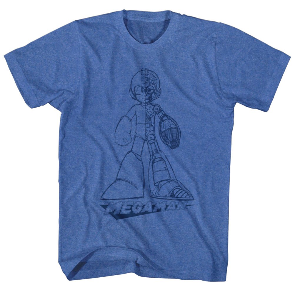 Mega Man Blueprint Graphic T-Shirt by A&E Designs | Retro Gaming Tee for Men & Women | Perfect for Cosplay, Gaming Conventions & Casual Wear