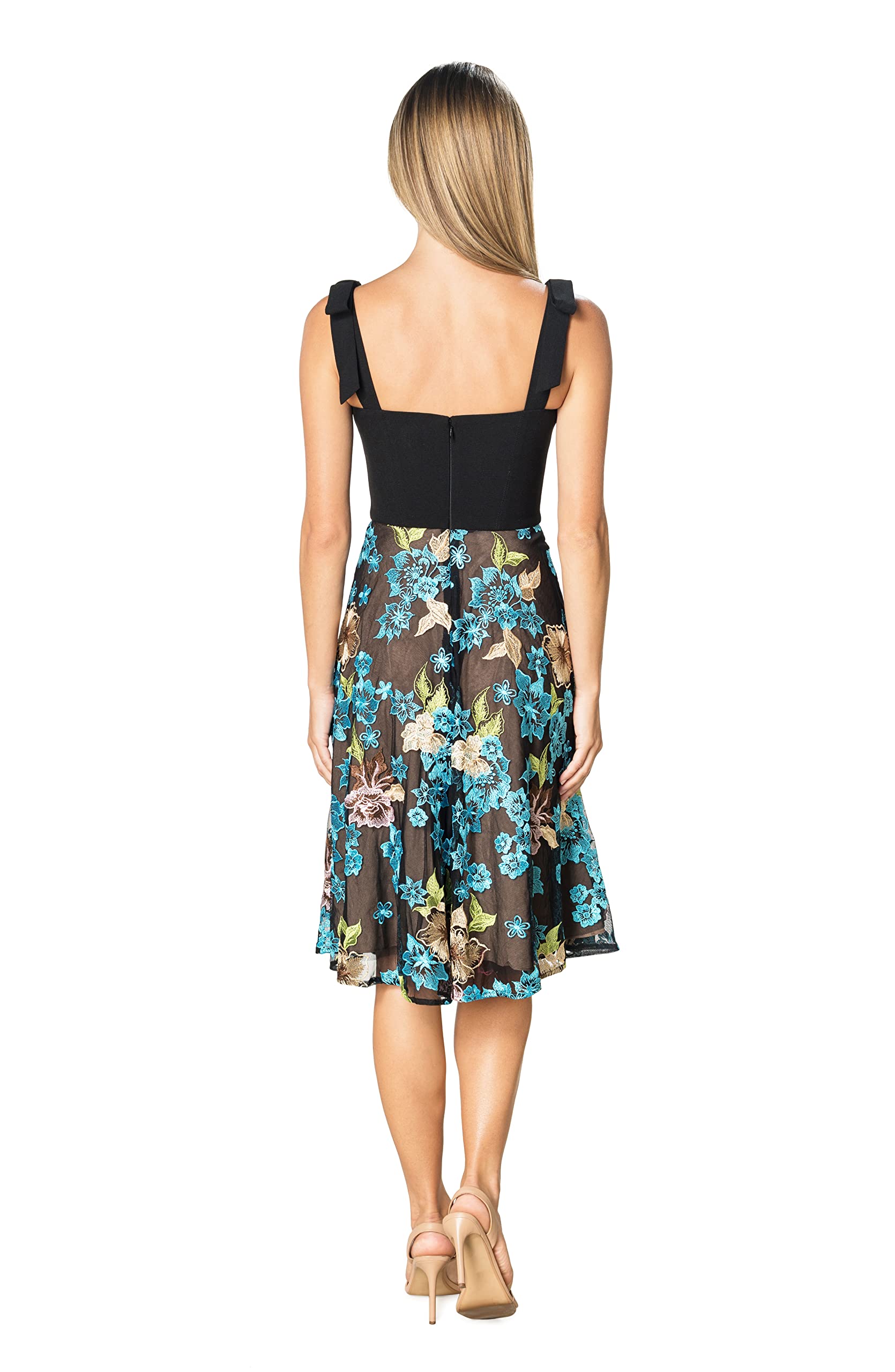 Dress the Population Women's Rosario Fit and Flare Midi Dress - Elegant Party & Wedding Guest Dress for Women | Perfect for Cocktail Events, Date Nights & Special Occasions