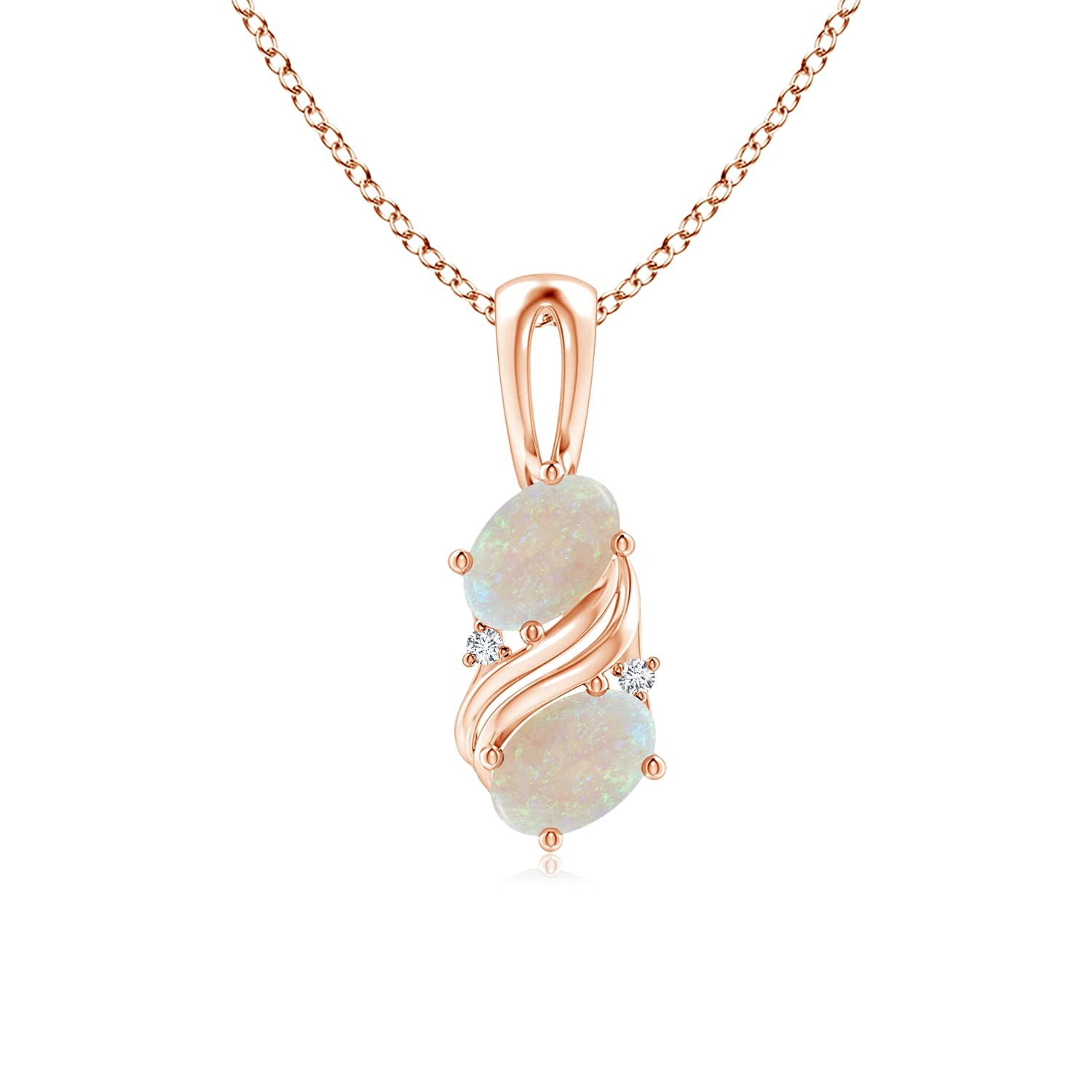 Angara Two Stone Opal Swirl Pendant Necklace - 0.56 Carat AA Quality Opal Jewelry for Women - Perfect Gift for Birthday, Anniversary & Special Occasions