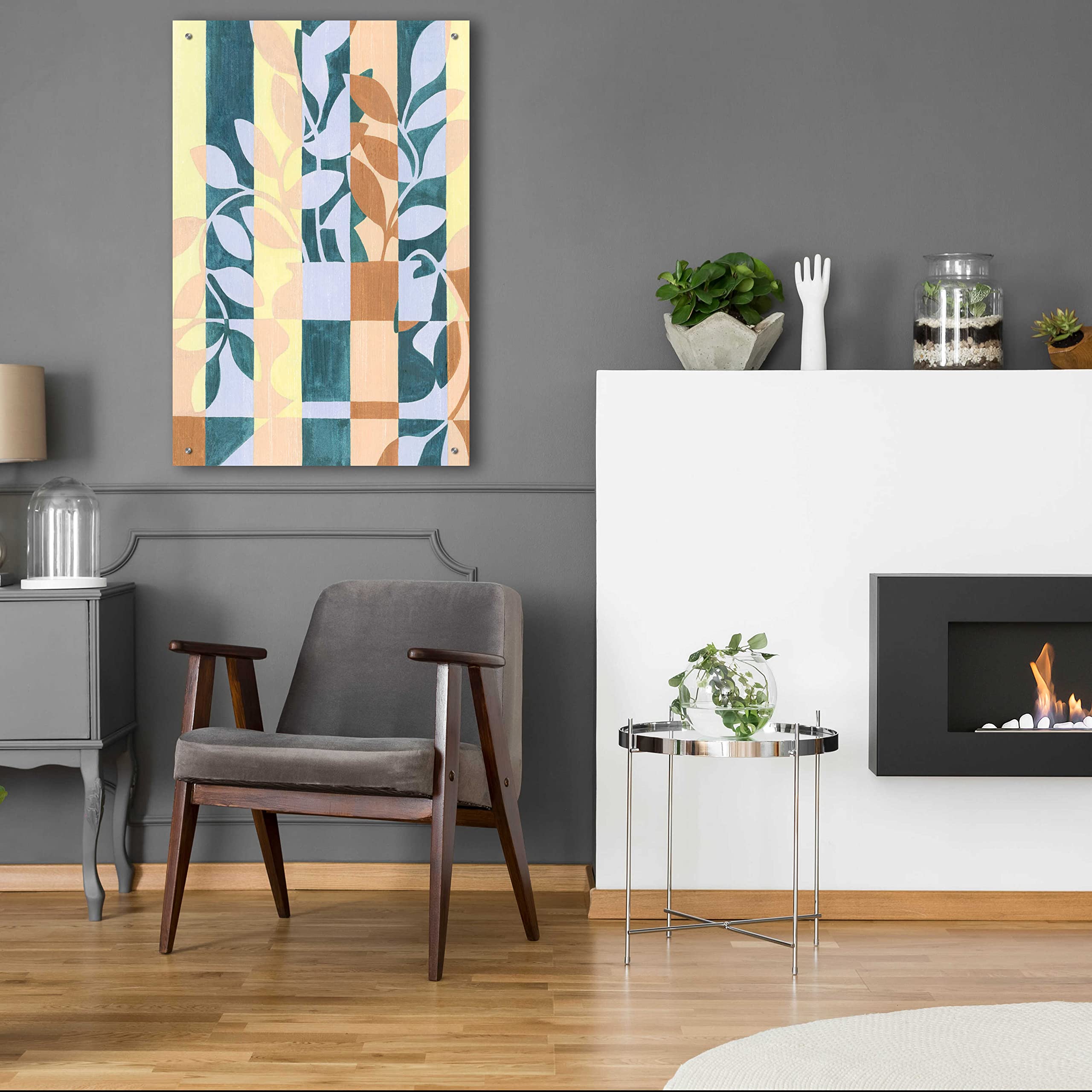 Grace Popp Checkered Cutting I Acrylic Glass Wall Art - 24x36 Inches Modern Abstract Painting for Living Room, Bedroom & Office Decor