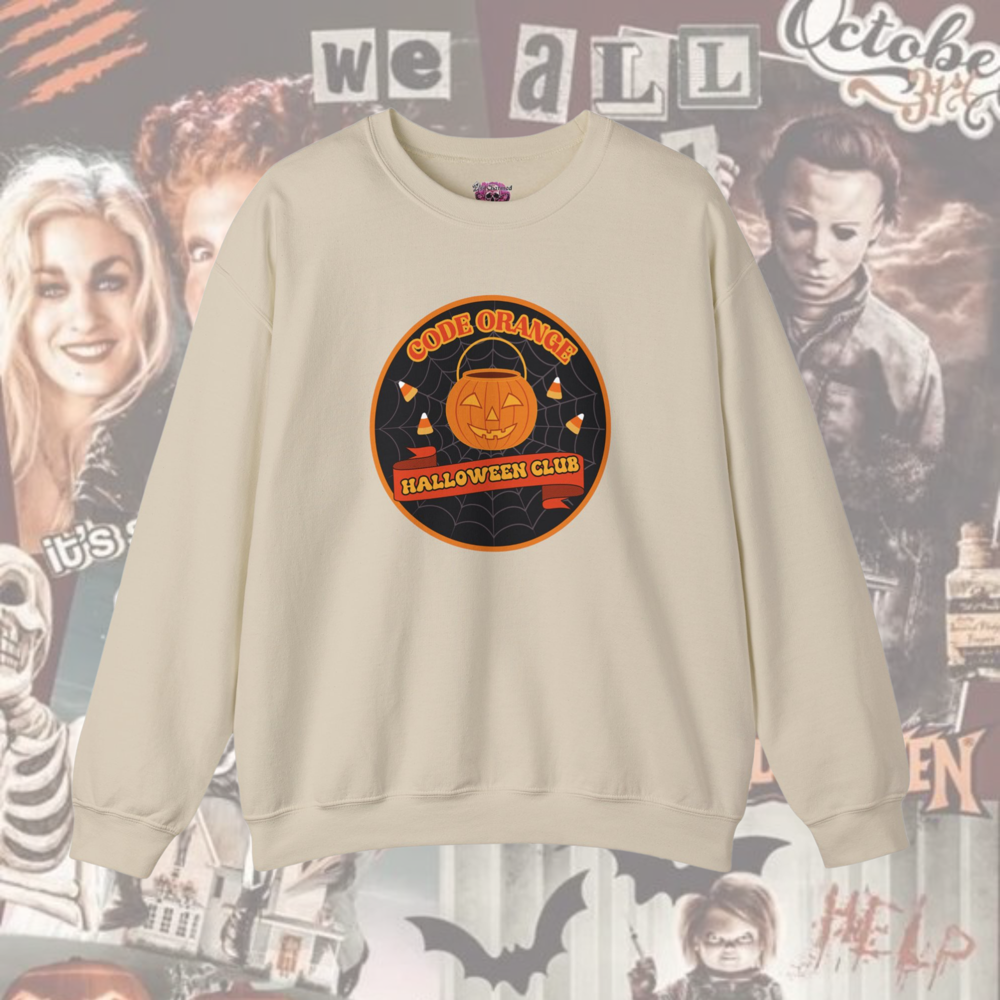 Code Orange Halloween Club Crewneck Sweatshirt - Spooky & Stylish Unisex Pullover for Halloween Parties & Costumes