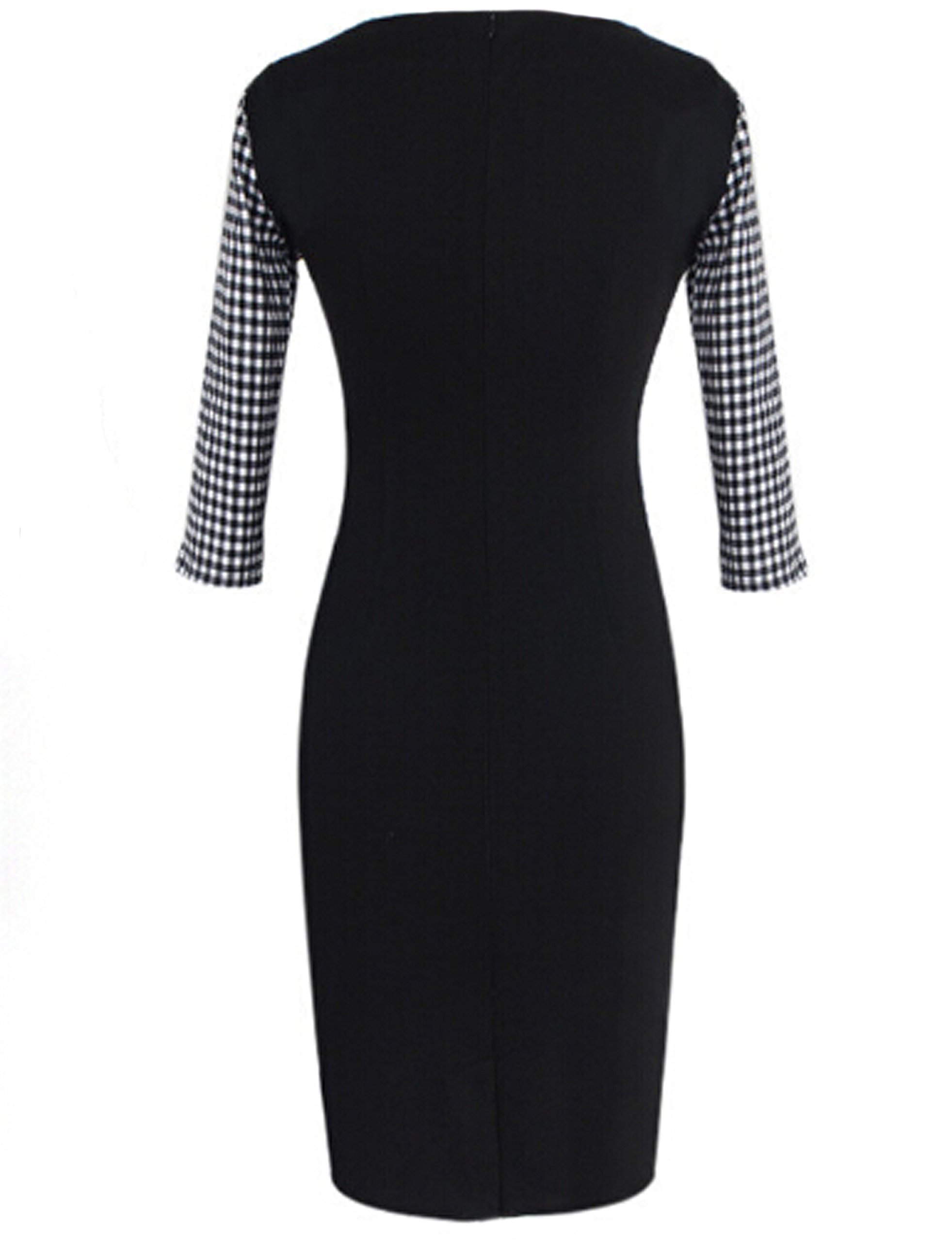 Stylish Black Houndstooth Dress for Women - Elegant Office & Party Wear - Perfect for Work, Cocktail Events & Special Occasions