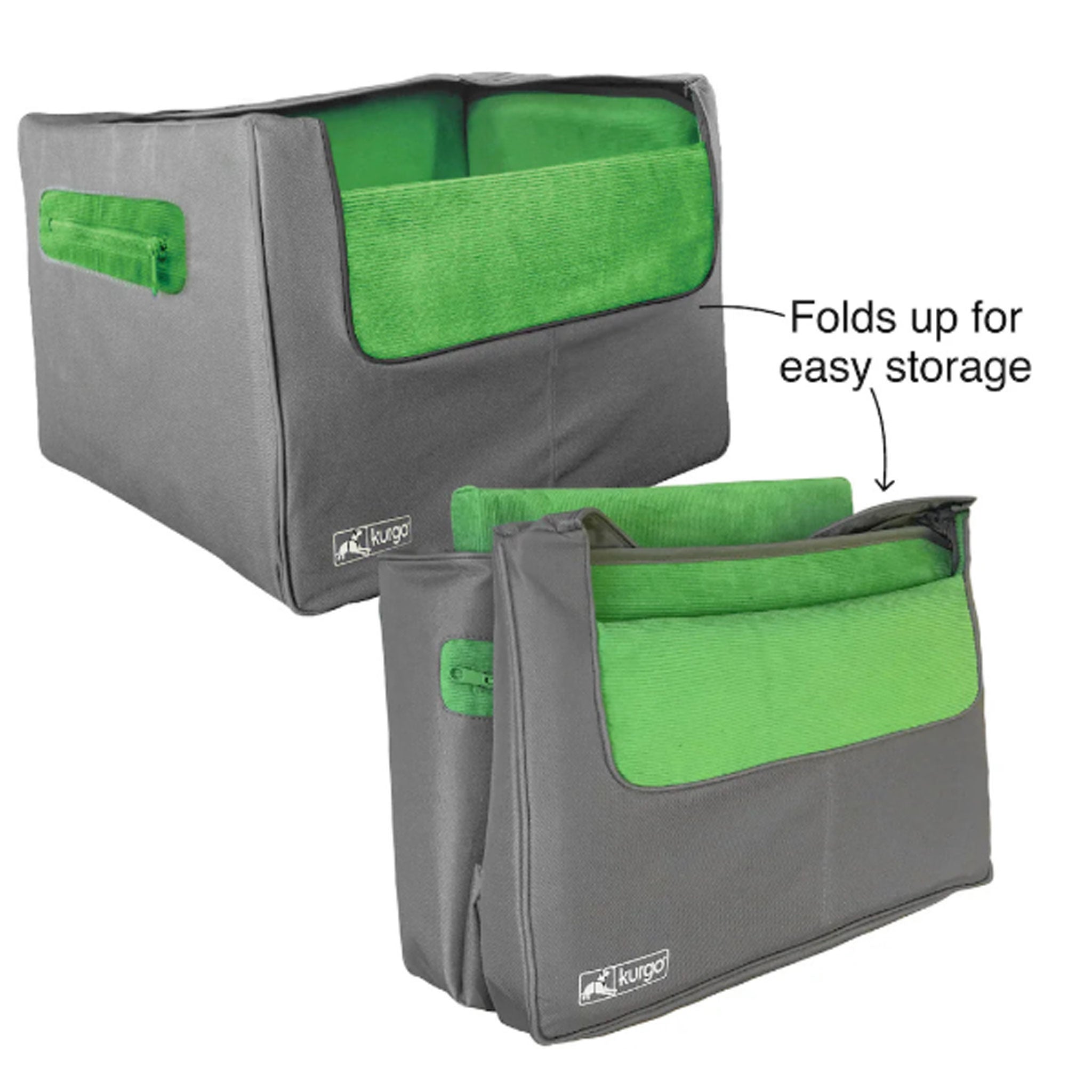 Kurgo Skybox Rear Booster Seat for Dogs - Grey & Green Pet Car Seat | Safe Travel Solution for Small & Medium Dogs | Perfect for Road Trips & Vet Visits