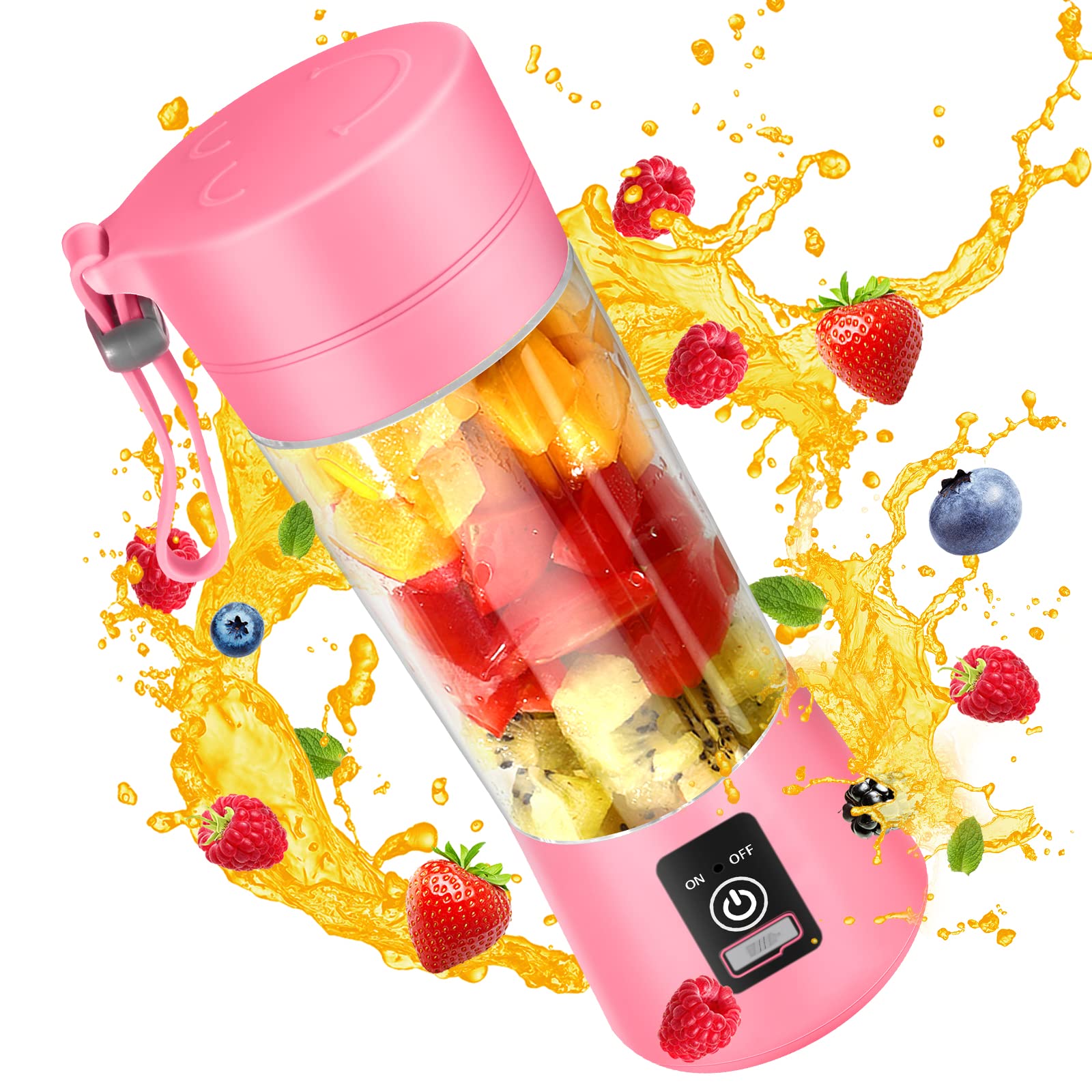 Portable Personal Blender for Shakes & Smoothies - 6 Ultra Sharp Blades, 17oz 4000mAh Powerful Juicer, Mini Blender Cup with Travel Lid & USB Rechargeable - Perfect for Office, Gym, Kitchen, Camping & Travel