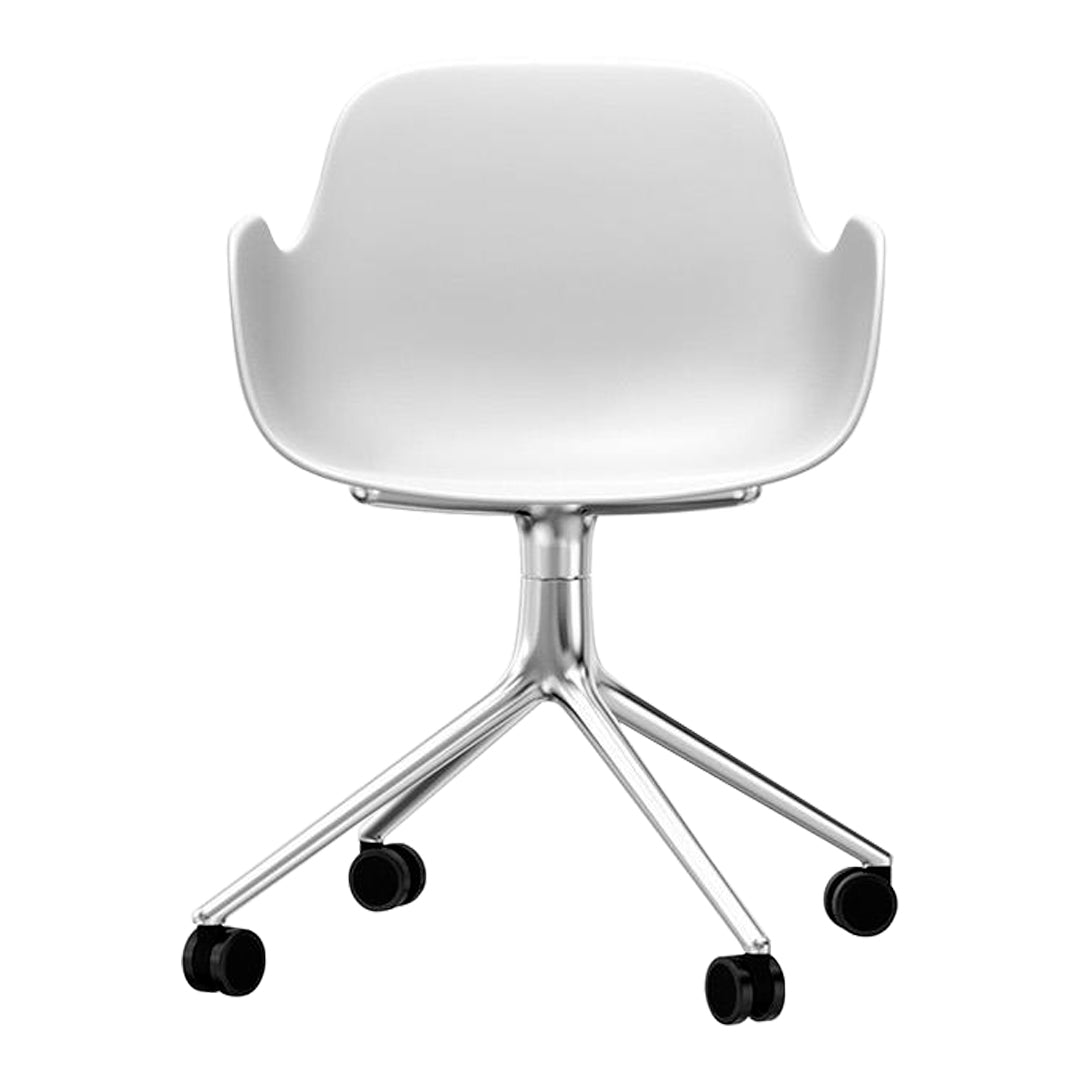Modern Form Armchair with 4-Wheel Swivel Base - Ergonomic Office Chair for Home & Workspace - Perfect for Desks, Reading Nooks, and Living Rooms
