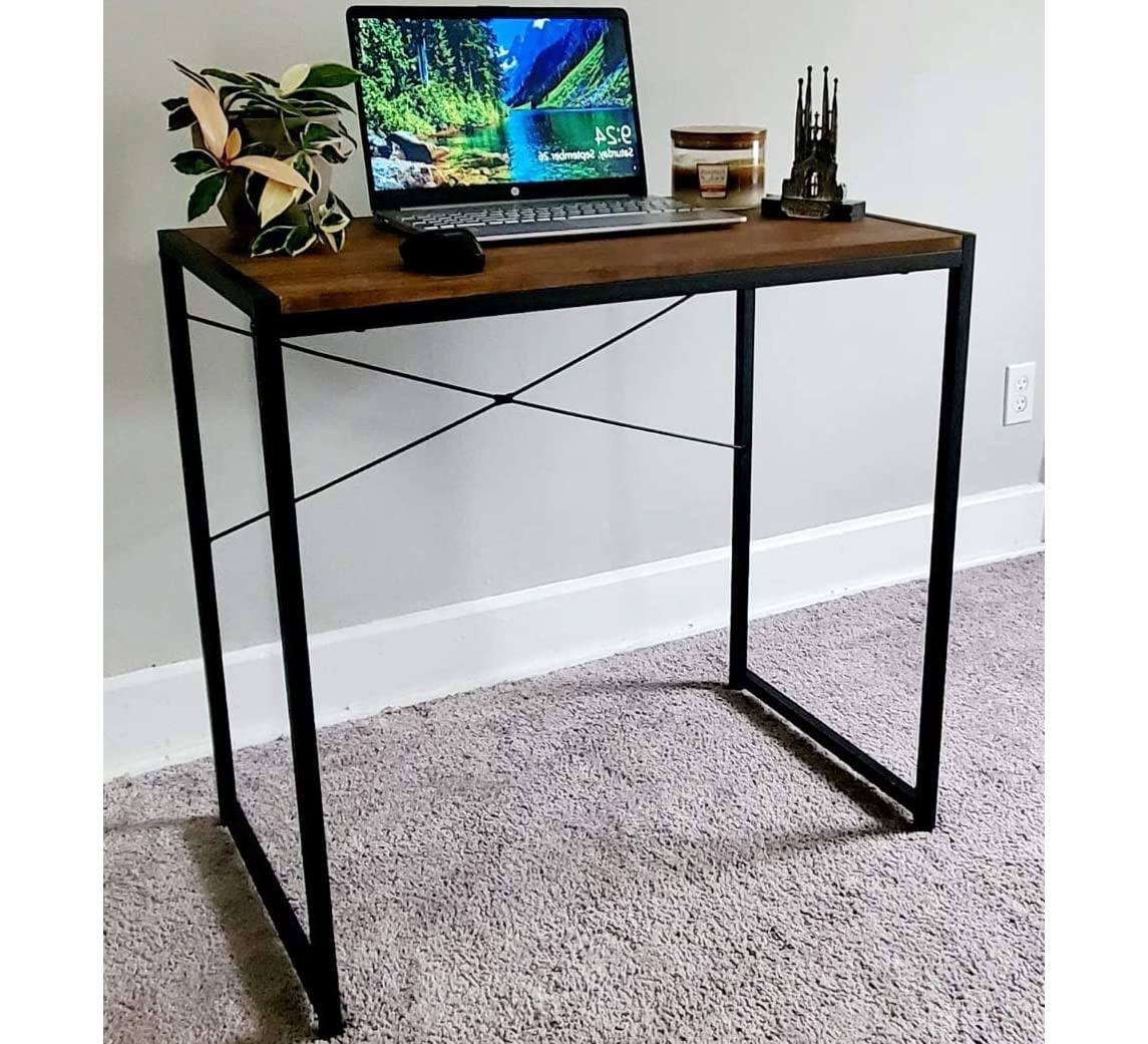 eHemco Multifunctional Rectangular Desk with Coffee Table Top & Black Metal Legs - Perfect for Home Office, Living Room & Small Spaces