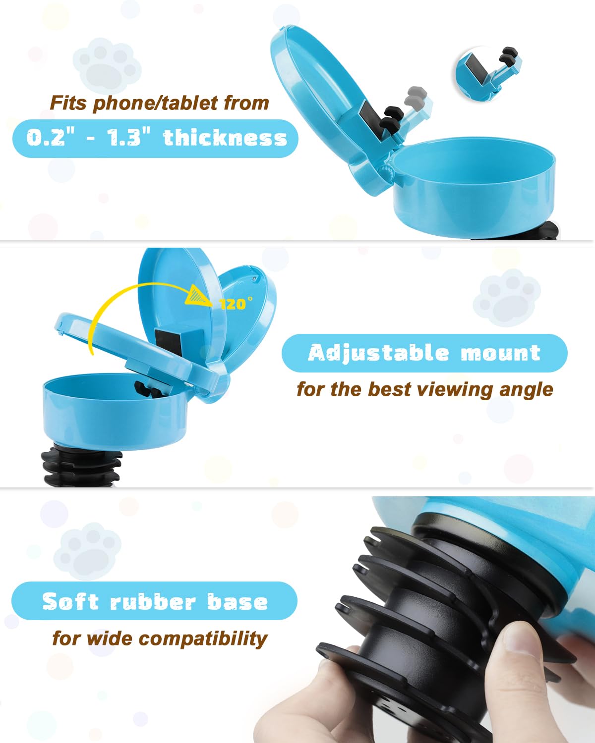 SEVEN SPARTA Adjustable Kids Car Seat Tray with Bear Lid - Tablet & Phone Holder, Snack Tray & Cup Holder - Perfect for Family Travel, Road Trips & Long Car Rides - Car Seat Organizer Accessories (Blue)