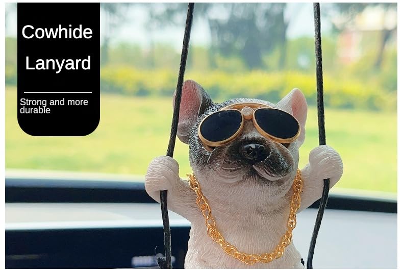 Bulldog Car Hanging Ornament - Cute Rearview Mirror Pendant for Car Interior Accessories | Perfect for Car Decor, Gift Ideas & Personalizing Your Vehicle