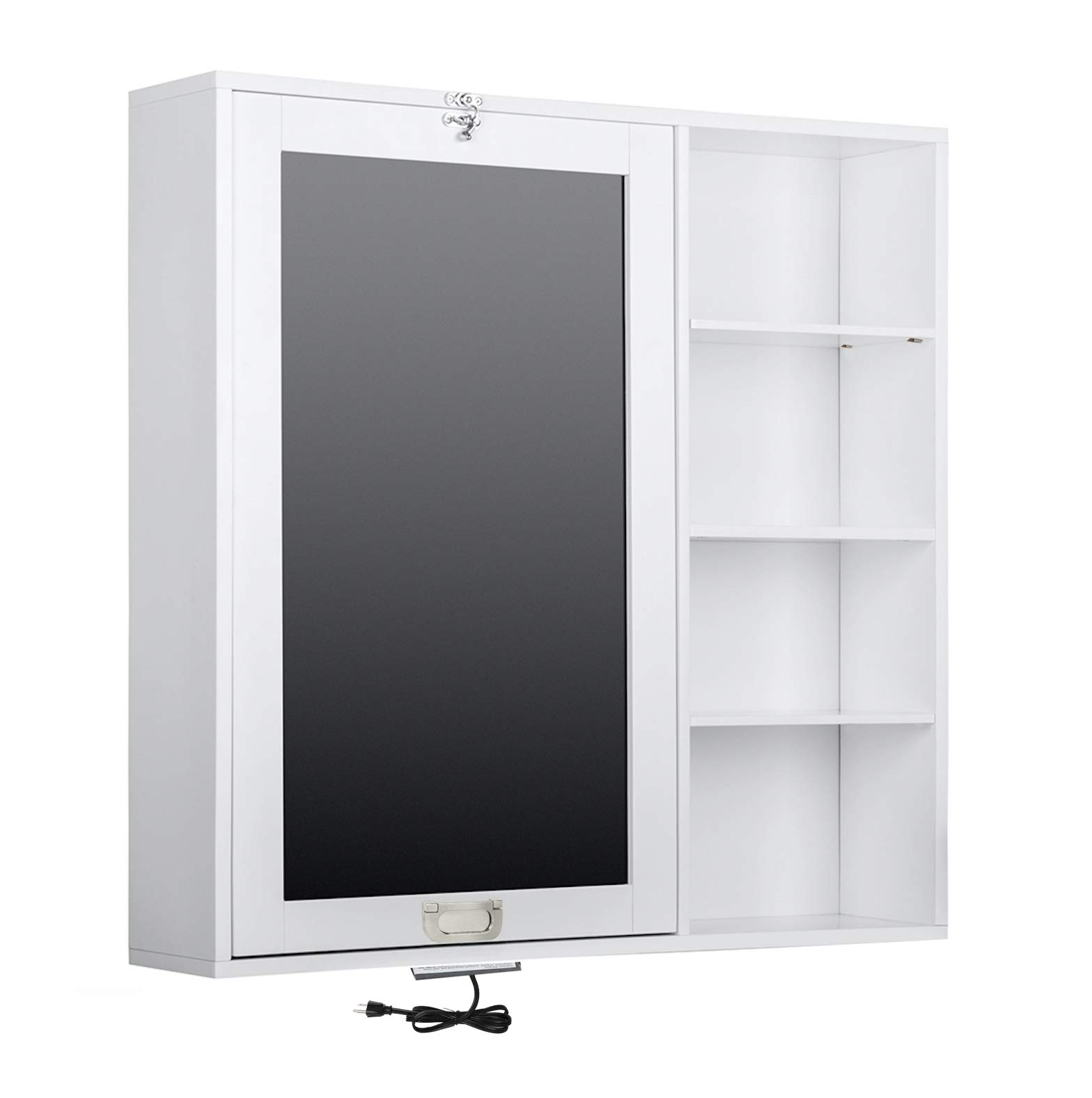 Utopia Alley Foldable Wall Mount Desk with Storage Cabinet & Shelves - Space Saving Home Office Furniture with Chalkboard Surface - Compact Computer Writing Desk for Small Spaces (White) - Perfect for Apartments, Dorms & Home Offices