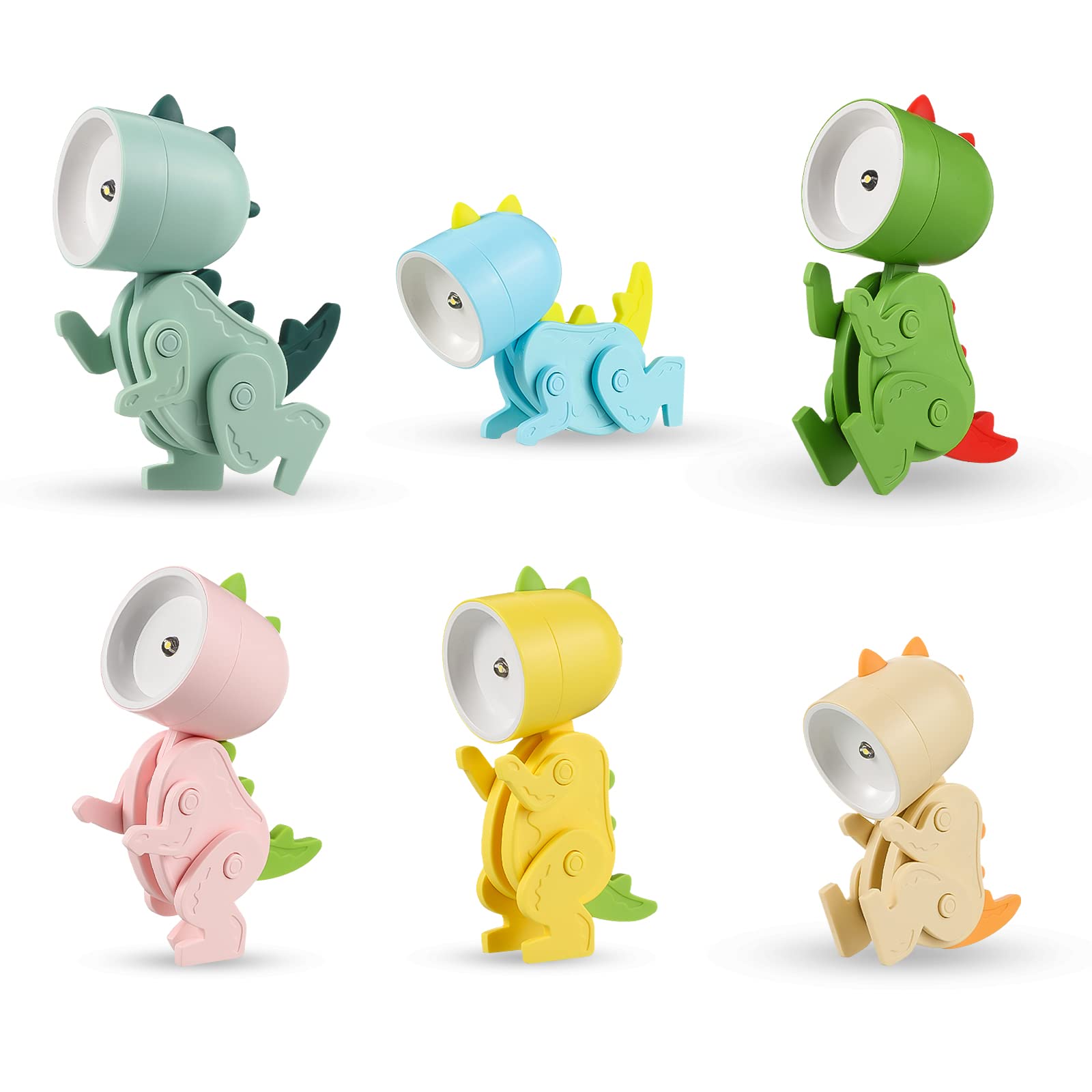 6-Piece Mini LED Desk Lamp with Dinosaur Phone Holder - Adjustable Night Light for Kids, Students, Bedroom & Nursery - Portable Reading Lamp in 6 Colors - Perfect for Study, Work, and Nighttime Comfort
