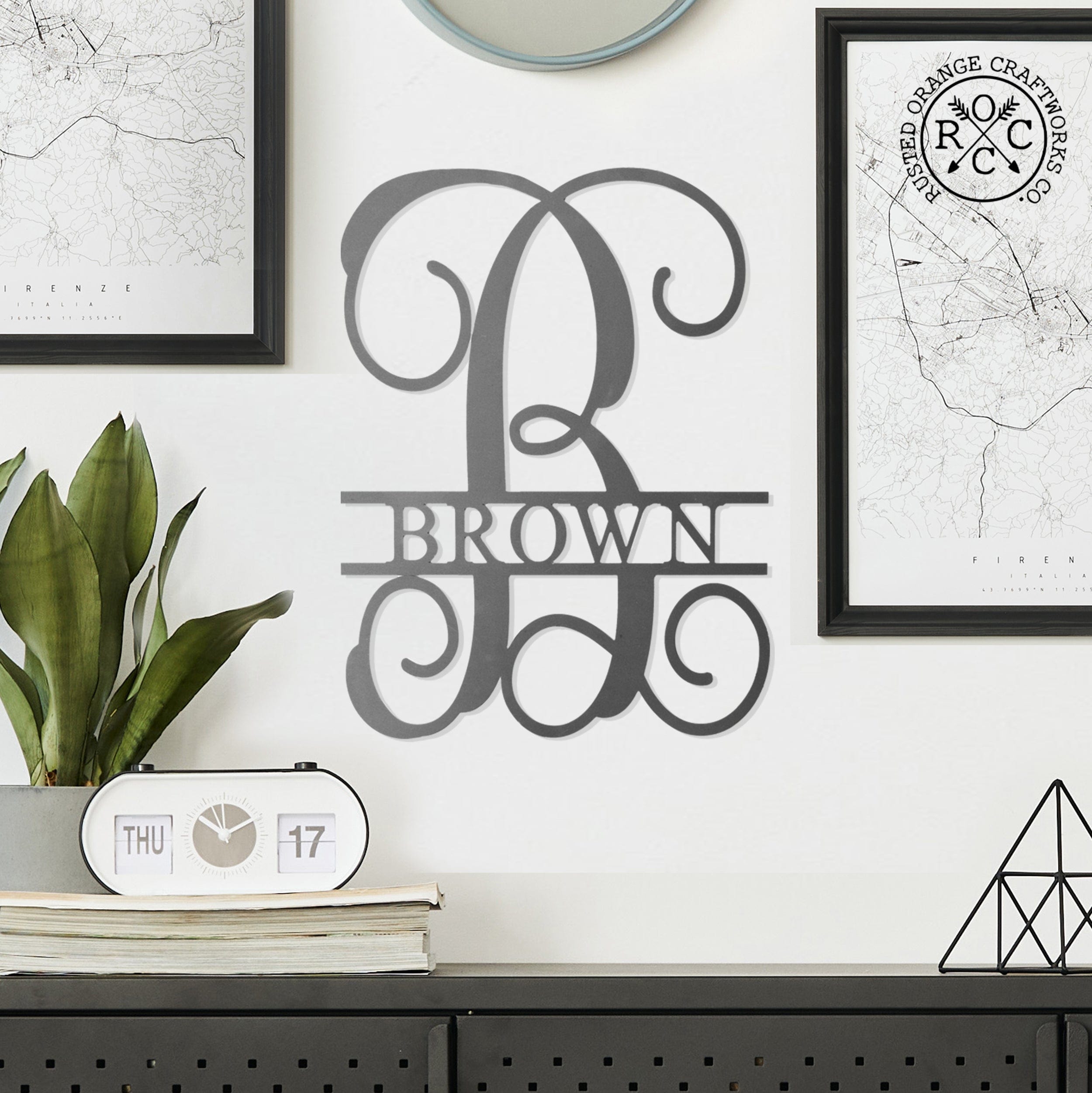 16 Fancy Letter Monogram Custom Metal Family Sign - Personalized House Name Plates for Front Door, Wall Decor & Wedding Gifts - Home Entryway & Outdoor Welcome Sign