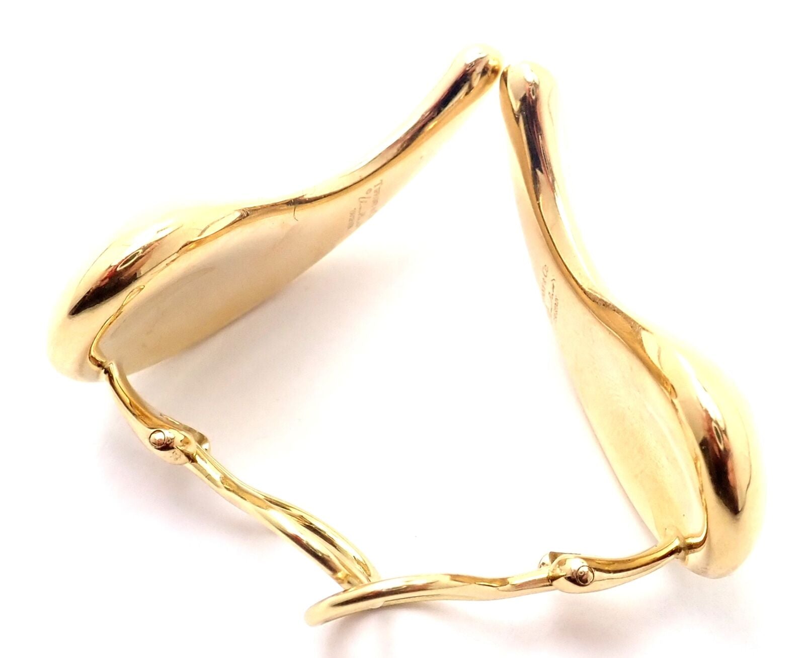 Authentic Tiffany & Co Elsa Peretti 18k Yellow Gold Extra Large Bean Earrings for Women - Luxury Jewelry Gift for Anniversary, Birthday & Special Occasions
