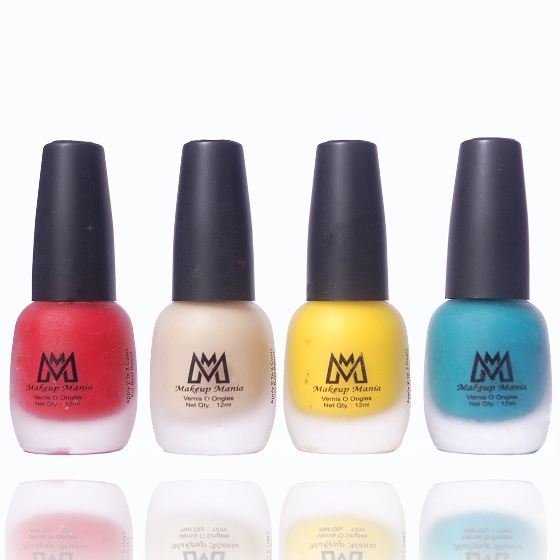 Makeup Mania Velvet Matte Nail Polish Set - 4 Pack (12ml Each) | Long Lasting Multicolor Nail Paint Combo (#19) | Perfect for Parties, Weddings & Everyday Wear