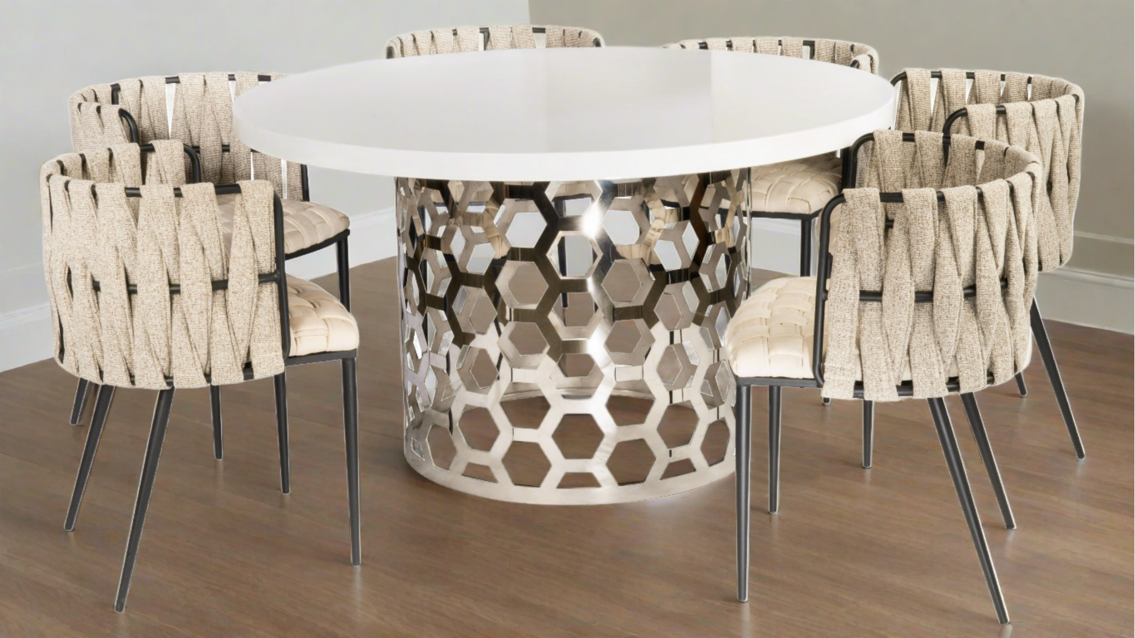 Laguna 6-Piece Dining Set with Off-White Chairs - Perfect for Family Dinners & Entertaining Guests