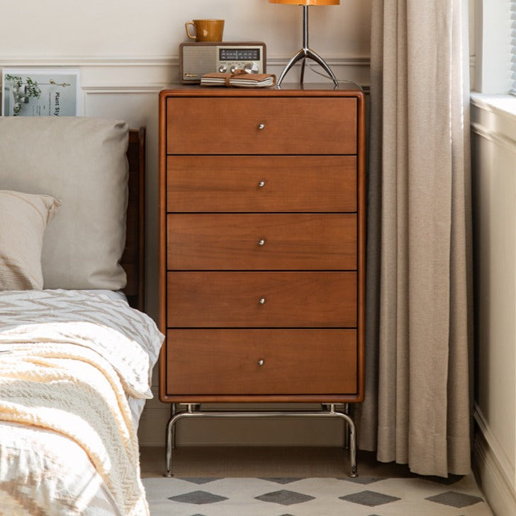 Solid Wood Poplar Dresser - 5-Drawer Storage Chest for Bedroom, Living Room & Office - Natural Wood Finish for Home Organization & Decor