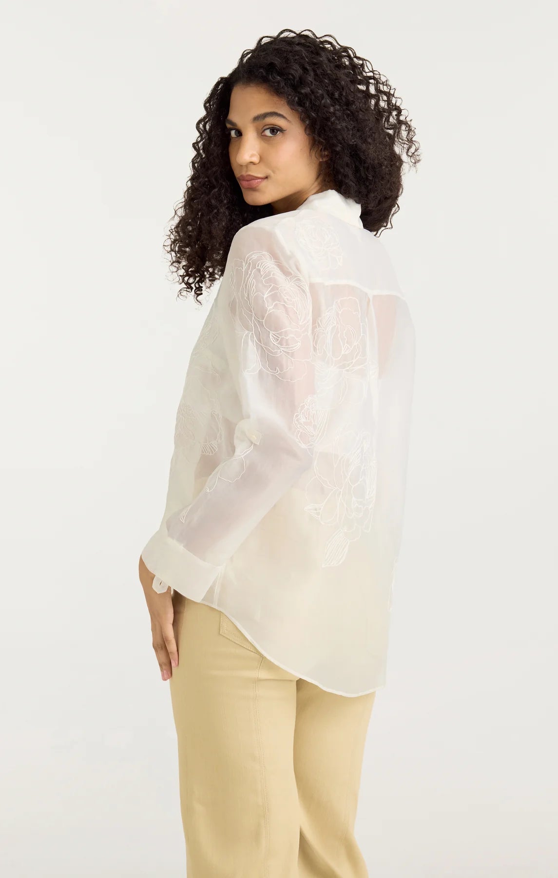 Embroidered Organza Luna Top Ivory - Elegant Women's Blouse for Parties, Weddings & Special Occasions
