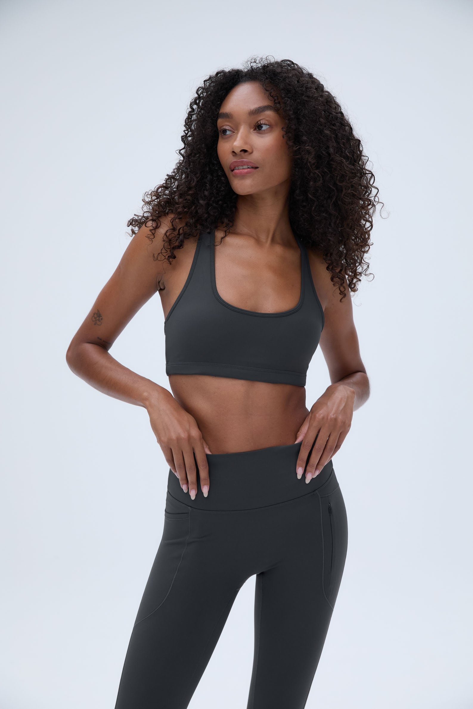 Ultimate Scoop Neck Racer Back Bra - Graphite Grey | Comfortable Sports Bra for Yoga, Running & Gym Workouts
