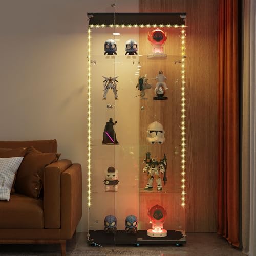 Black 2 Doors 5 Shelves With Light