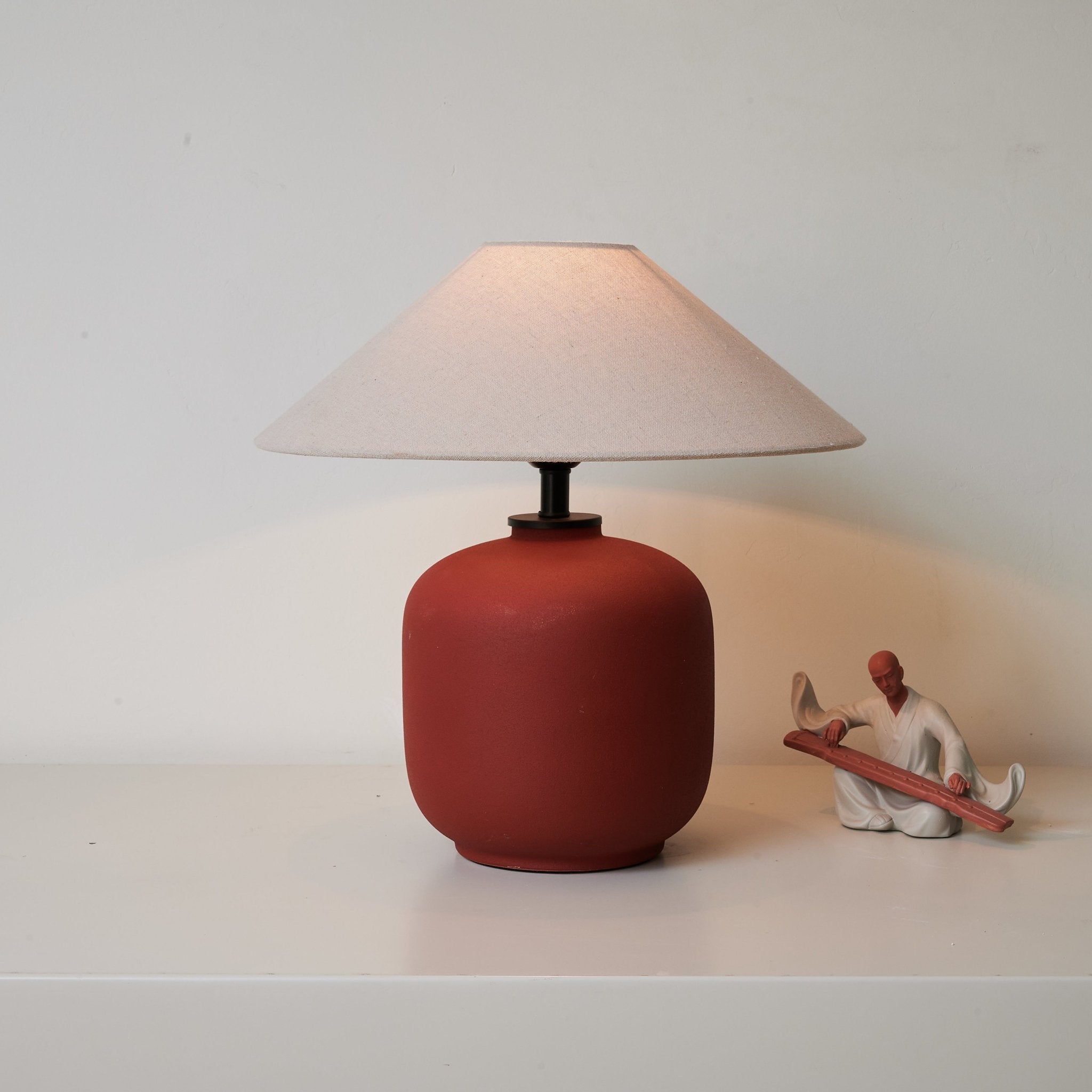 Sienna Clay Table Lamp - Handcrafted Ceramic Nightstand Light for Bedroom, Living Room & Office - Warm Ambient Lighting for Home Decor