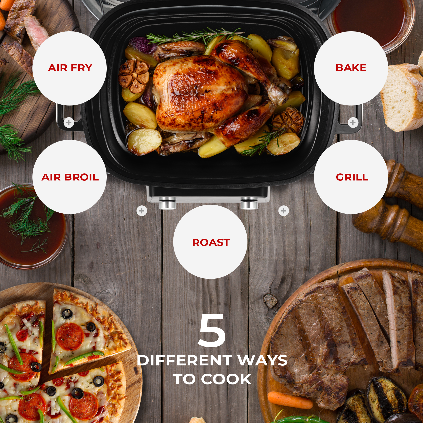 Certified Refurbished B Grade 6QT Air Fryer & Grill Combo - Countertop Convection Oven (Model CAFG A0601S) for Healthy Cooking, Roasting, Baking & Frying - Perfect for Small Kitchens, Dorms & RV Use