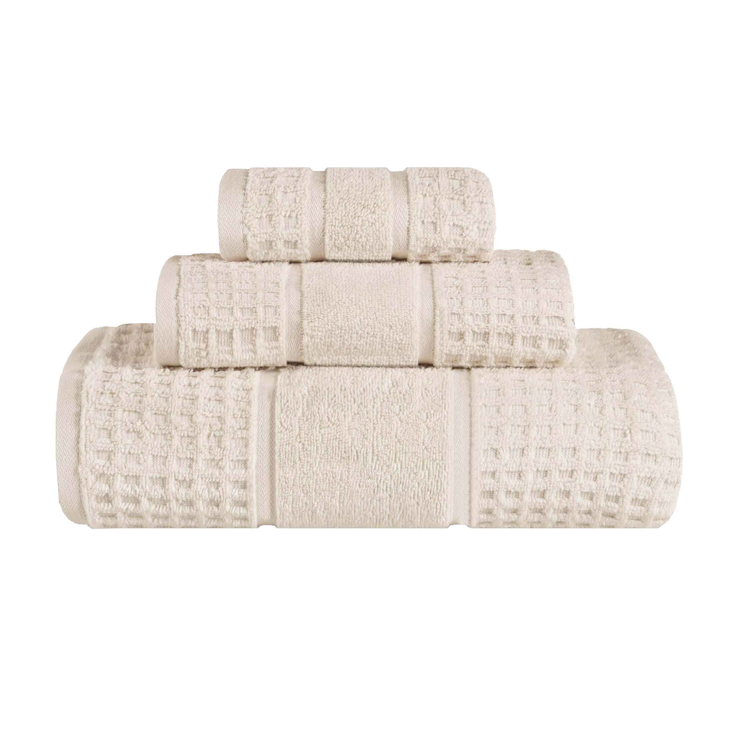 Premium Zero Twist Cotton Waffle Honeycomb Bath Towel Set - Ultra Soft & Highly Absorbent 3-Piece Set for Spa, Bathroom & Luxury Home Use