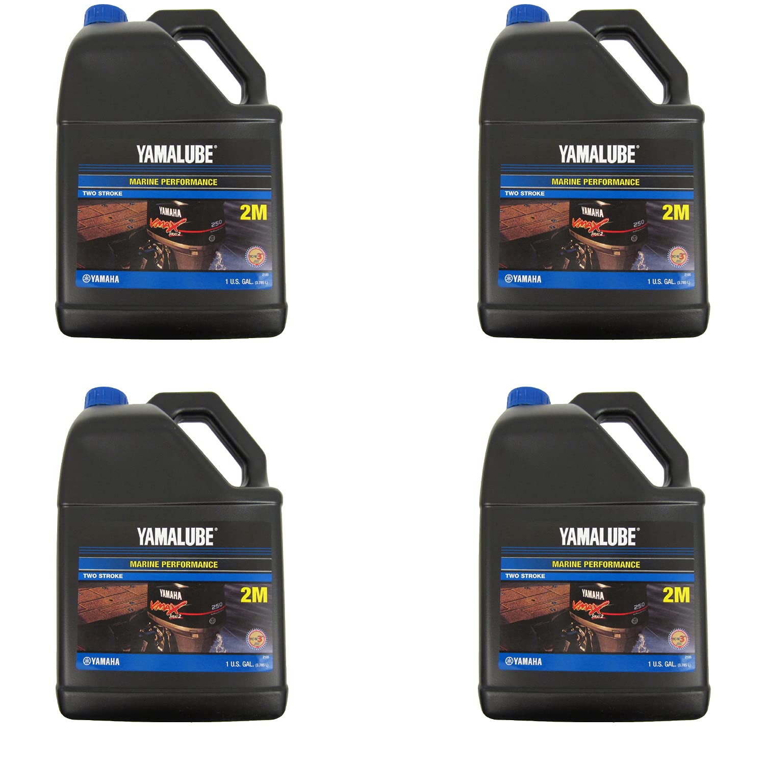 Yamalube 2M Marine 2-Stroke Engine Oil - 4 Gallons (LUB-2STRK-M1-04) | OEM Yamaha Outboard Motor Oil for Boats, Jet Skis & Watercraft | High-Performance Lubrication for Saltwater & Freshwater Use