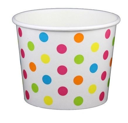 Colorful Rainbow Dot Ice Cream Cups 8 oz (50 Count) - Durable Disposable Party Cups for Summer Beach Parties, Birthday Celebrations, and Dessert Serving