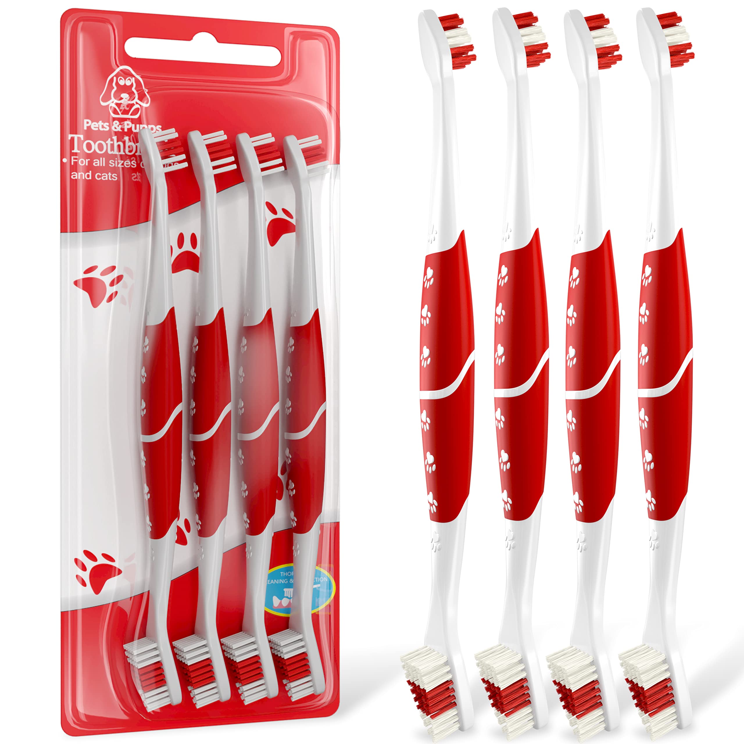 Pet Toothbrush for Dogs & Cats - Soft Bristles Dual Head Toothbrush for Easy Teeth Cleaning & Dental Care | Non-Slip Grip | Perfect for Daily Oral Hygiene at Home or Travel