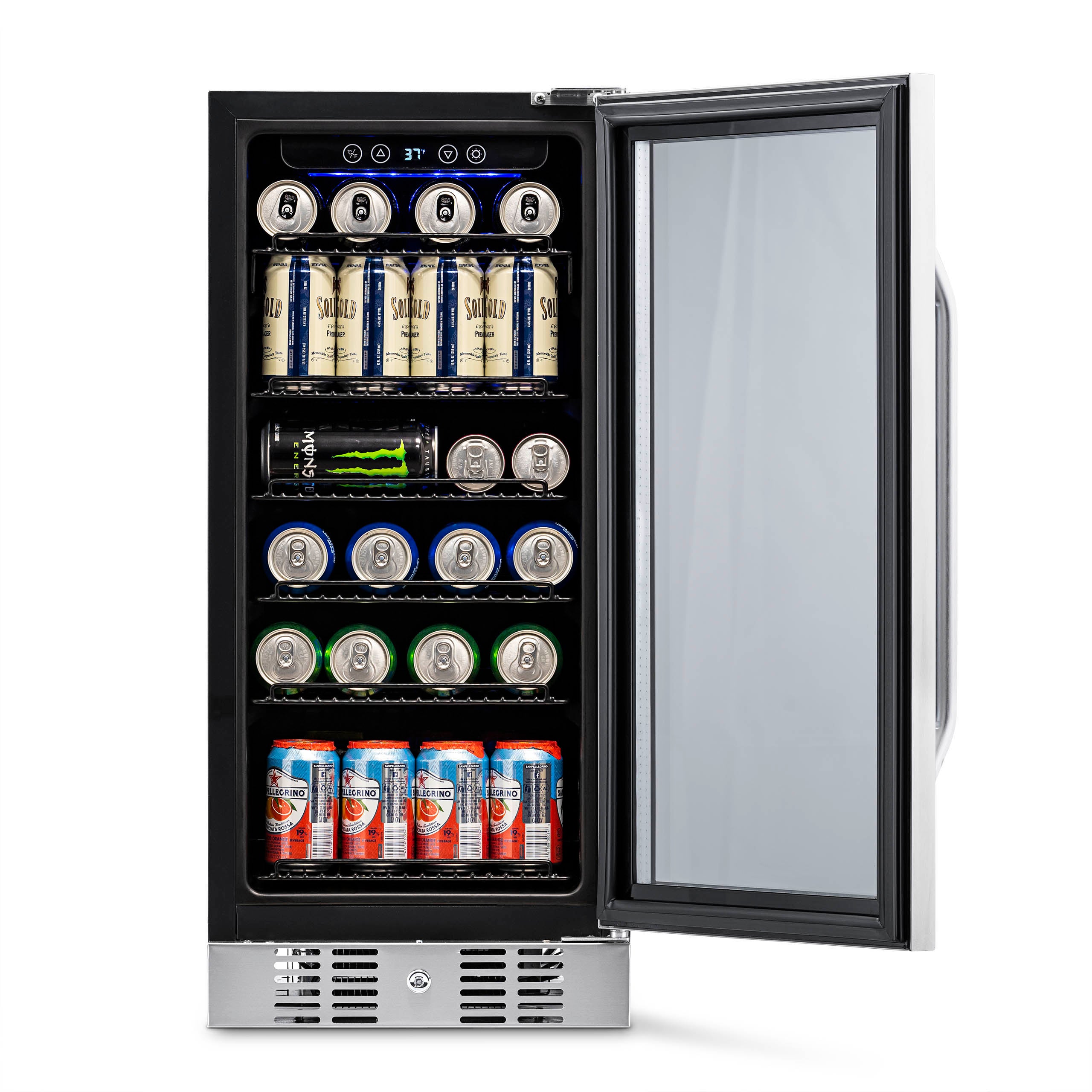 Newair® 96 Can Built-In Stainless Steel Beverage Refrigerator - Perfect for Home Bars, Office, and Entertaining Spaces