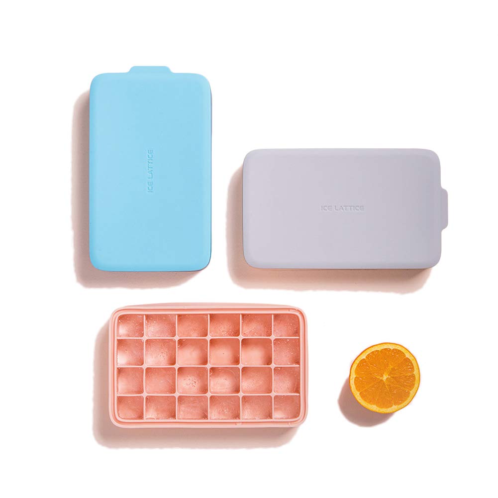 Premium Silicone Ice Cube Trays with Lids - BPA Free, Flexible & Stackable for Whiskey, Cocktails & Beverages - Perfect for Home Bars, Parties & Kitchen Use - Pink