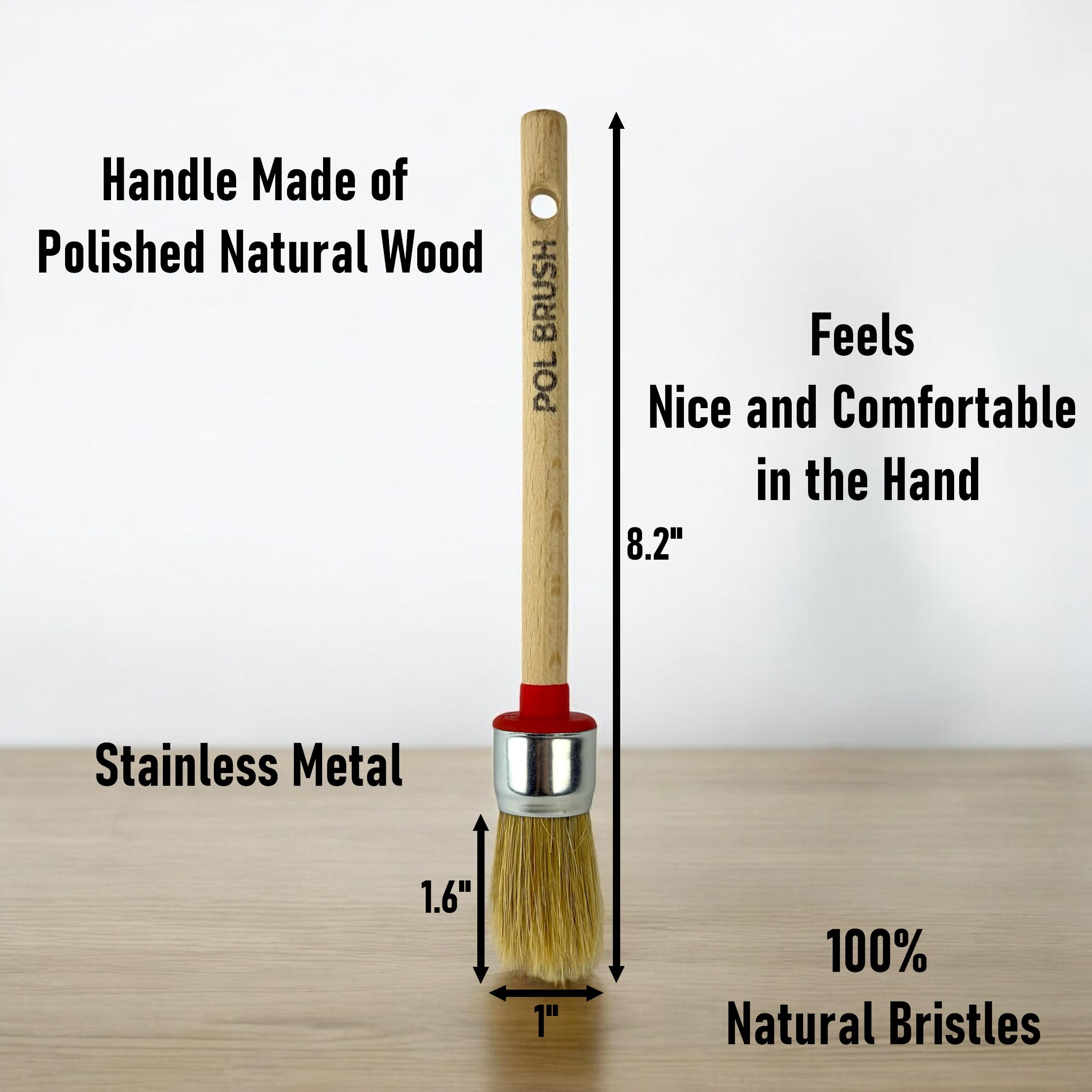 1 Inch Chalk & Wax Round Paint Brush - Premium European Quality Natural Bristles for Home, Wood, Walls, Art, Trim & Furniture - Works with Acrylic, Oil, Stain, Chalk, Wax & Latex Paints - Perfect for DIY Projects, Home Decor & Professional Painting
