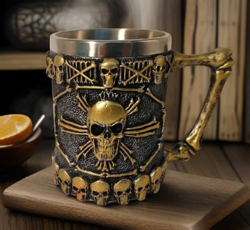 Classic Golden Viking Skull Mug