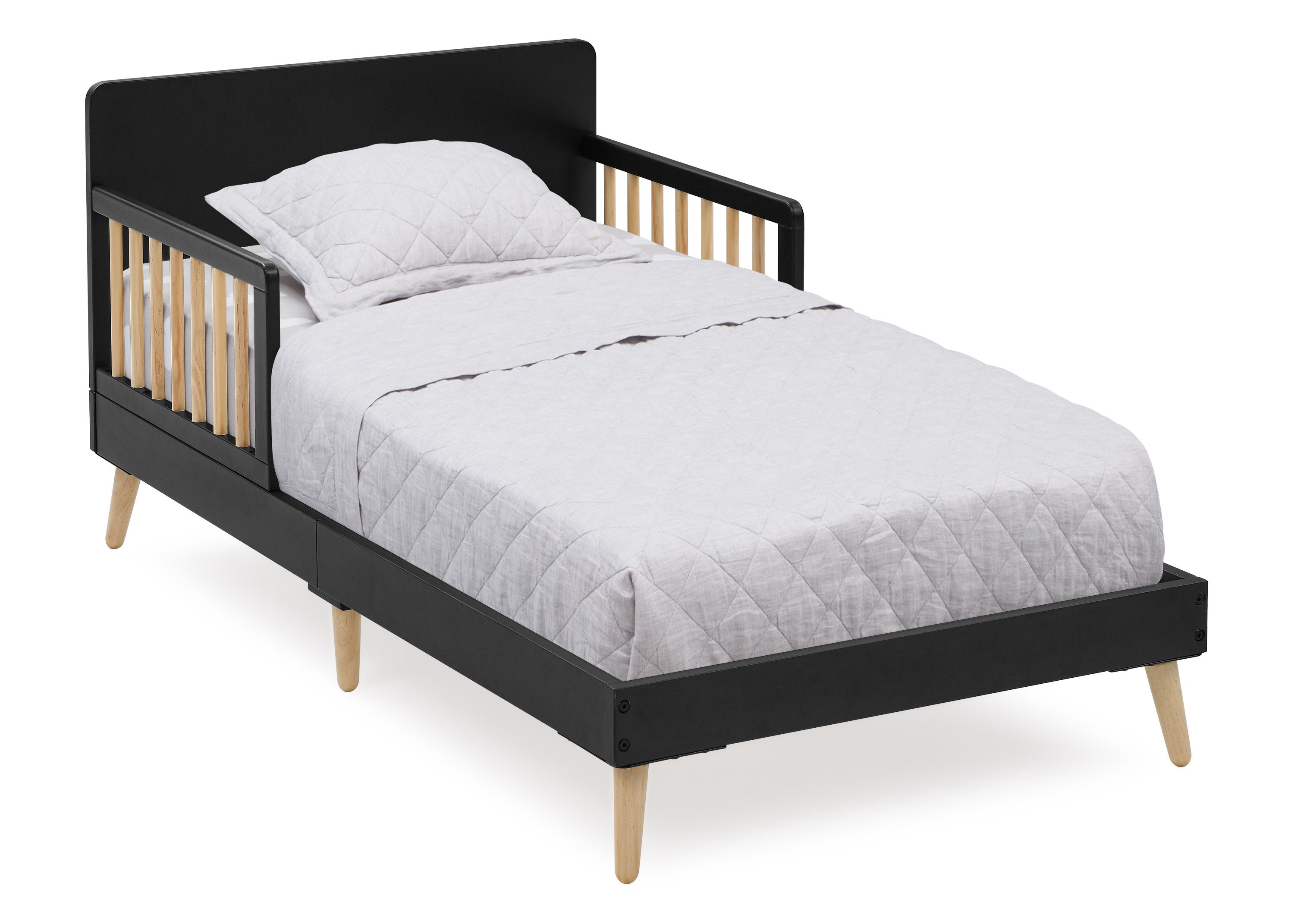 Logan Wood Toddler Bed - Solid Wood Convertible Crib for Kids, Safe & Sturdy Baby Bed for Boys & Girls - Perfect for Nursery, Daycare & First Big Kid Bed
