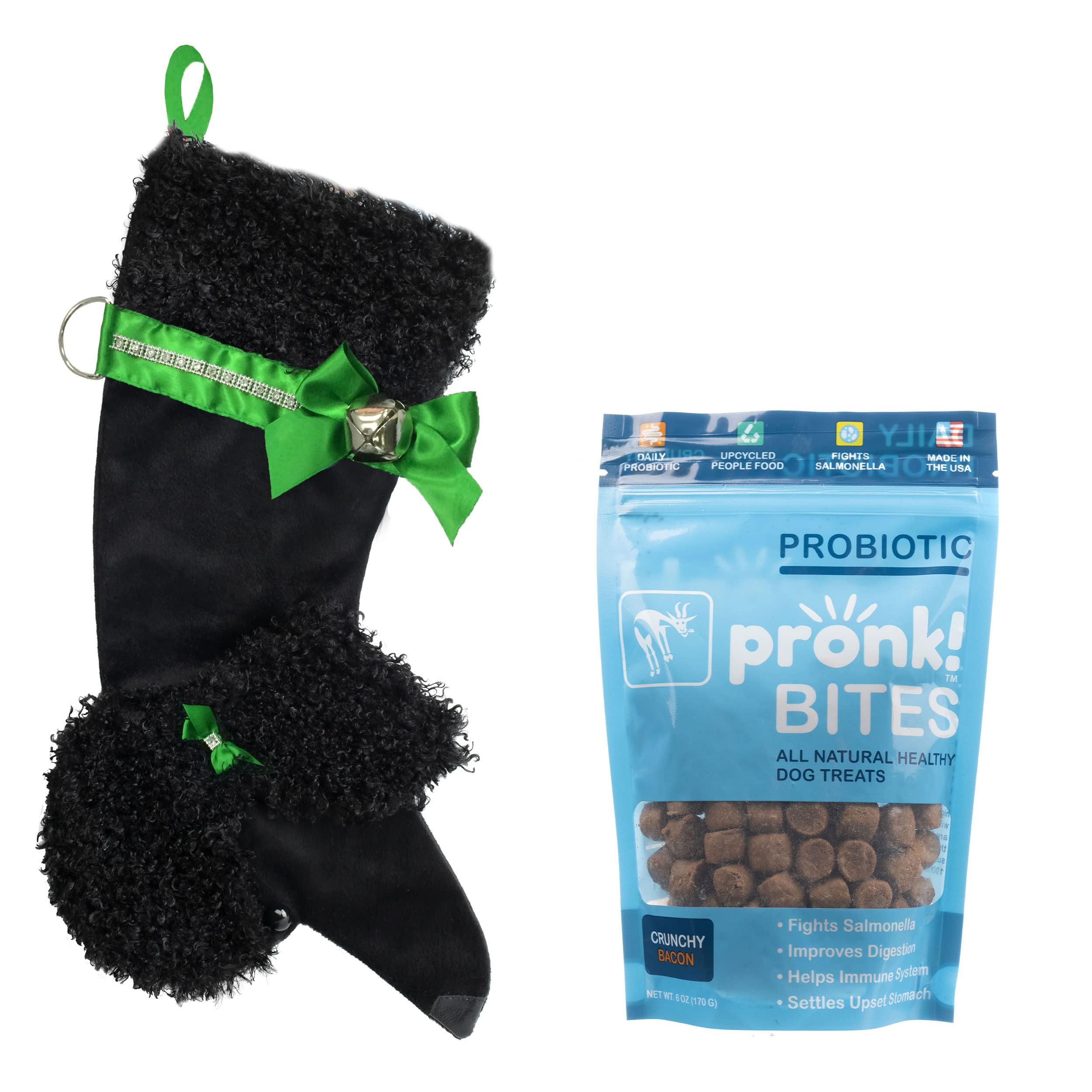Premium Upcycled Probiotic Dog Treats - Soft Baked Apple Flavor & Poodle Christmas Stocking Bundle | Healthy Digestive Support for Dogs | Perfect for Holiday Gifting & Pet Stocking Stuffers