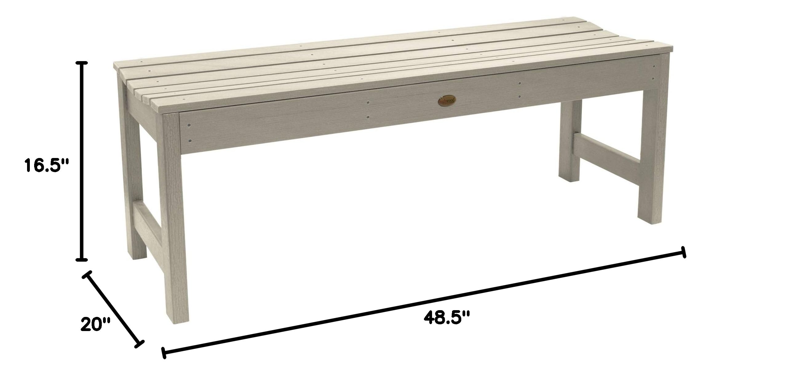 Highwood Lehigh Backless Bench, 4 Feet, Whitewash - Outdoor Patio Furniture for Garden, Deck, and Porch Decor