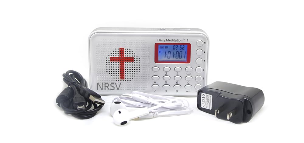 NRSV Dramatized Audio Bible Player - Portable Electronic Talking Bible with Charger & Headphones | New Revised Standard Version | Perfect for Daily Meditation, Travel, Commuting & Bedtime Listening