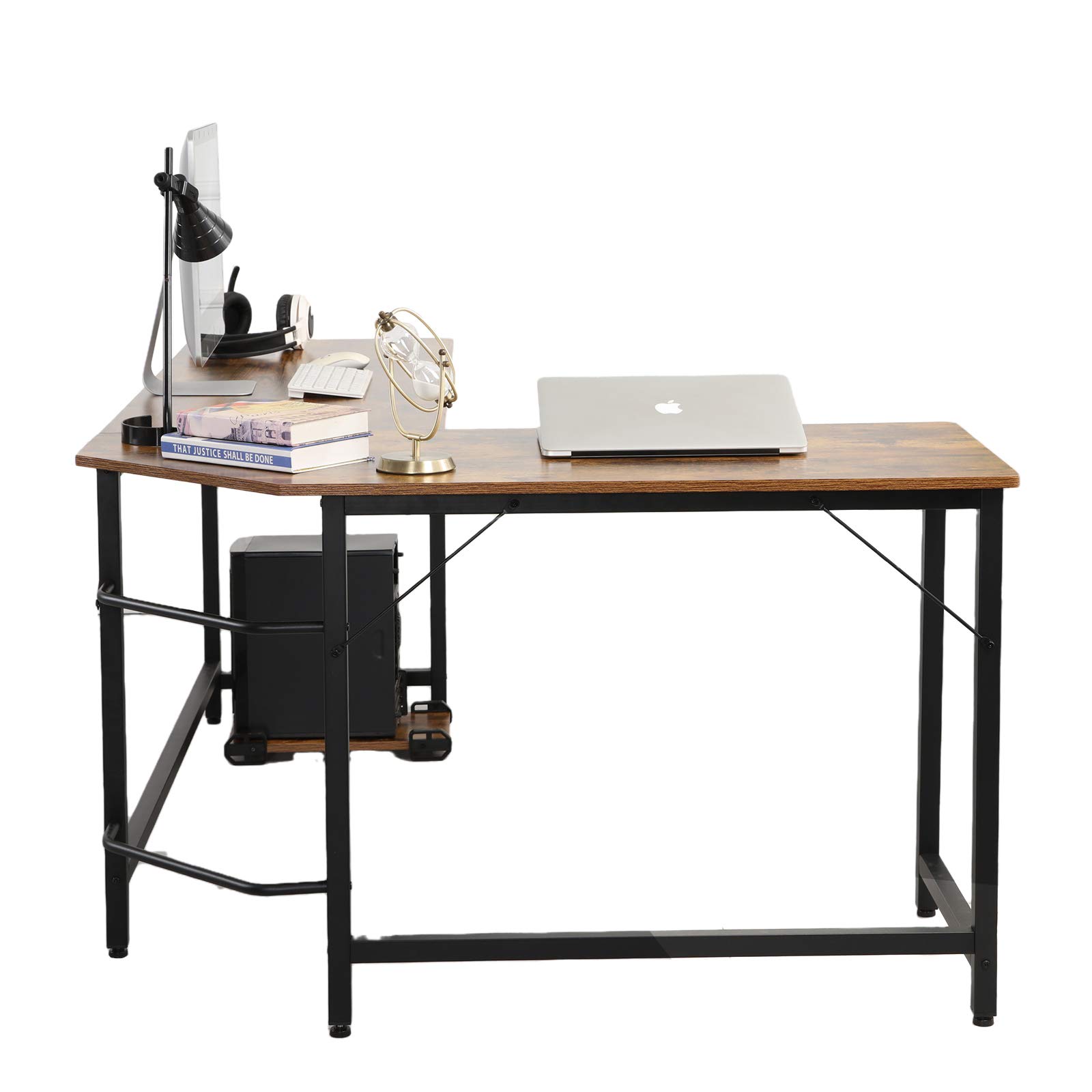 L-Shaped Computer Desk for Home Office - Black & Wood Corner Desk with Large Workspace, Ergonomic Design for PC, Laptop, Gaming & Study - Perfect for Small Spaces & Modern Workstations