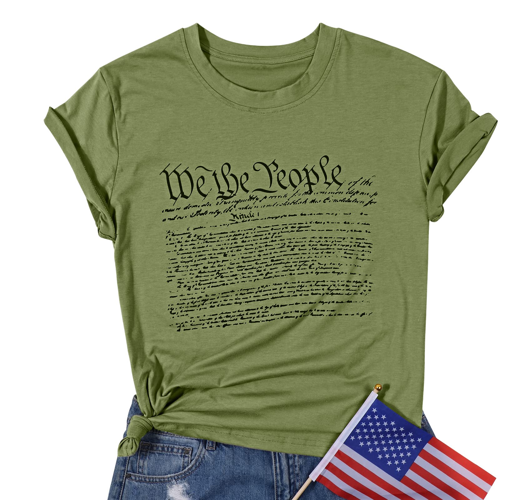 We The People Patriotic T-Shirt for Women - American Flag Graphic Tee, 4th of July Independence Day Shirt - Perfect for Summer BBQs, Fireworks & Patriotic Events