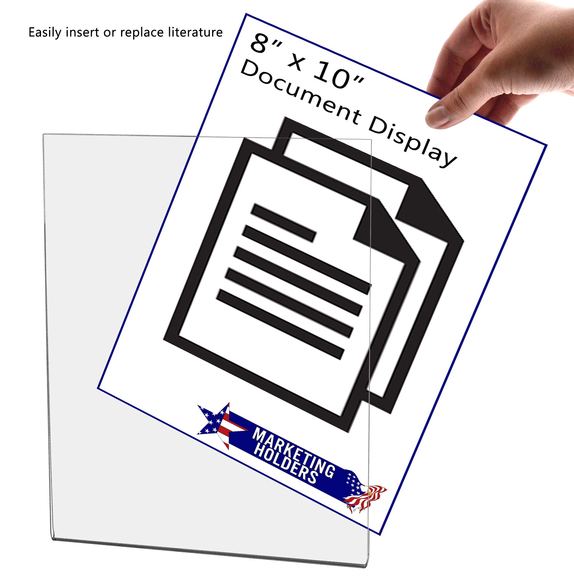 50 Pack Clear Acrylic Wall Sign Holders 8x10 Inches with Double Sided Tape - Perfect for Mission Statements, Company Logos & Office Branding - Ideal for Offices, Workspaces, Retail Stores & Restaurants