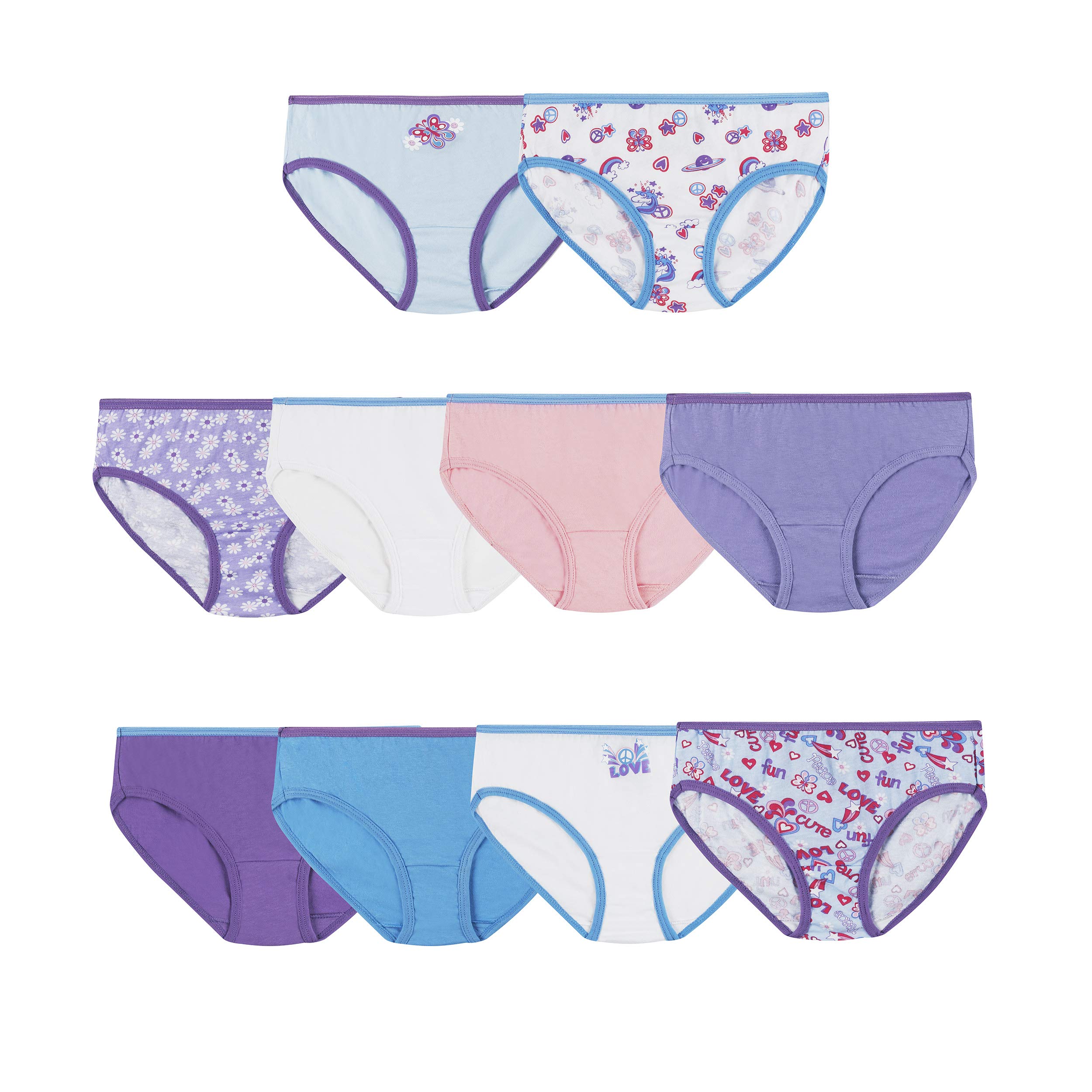 Hanes Girls’ Low Rise Cotton Briefs Underwear - 100% Soft Breathable Multipack (6-Pack) | Assorted Colors & Fun Prints | Perfect for School, Sleepovers & Everyday Comfort