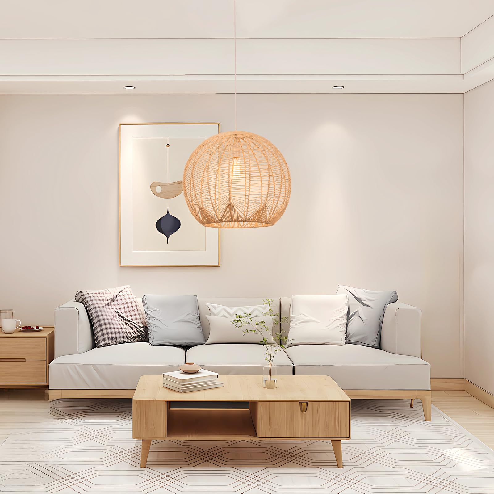 Arturesthome 1-Light Rattan Chandelier - 15.7